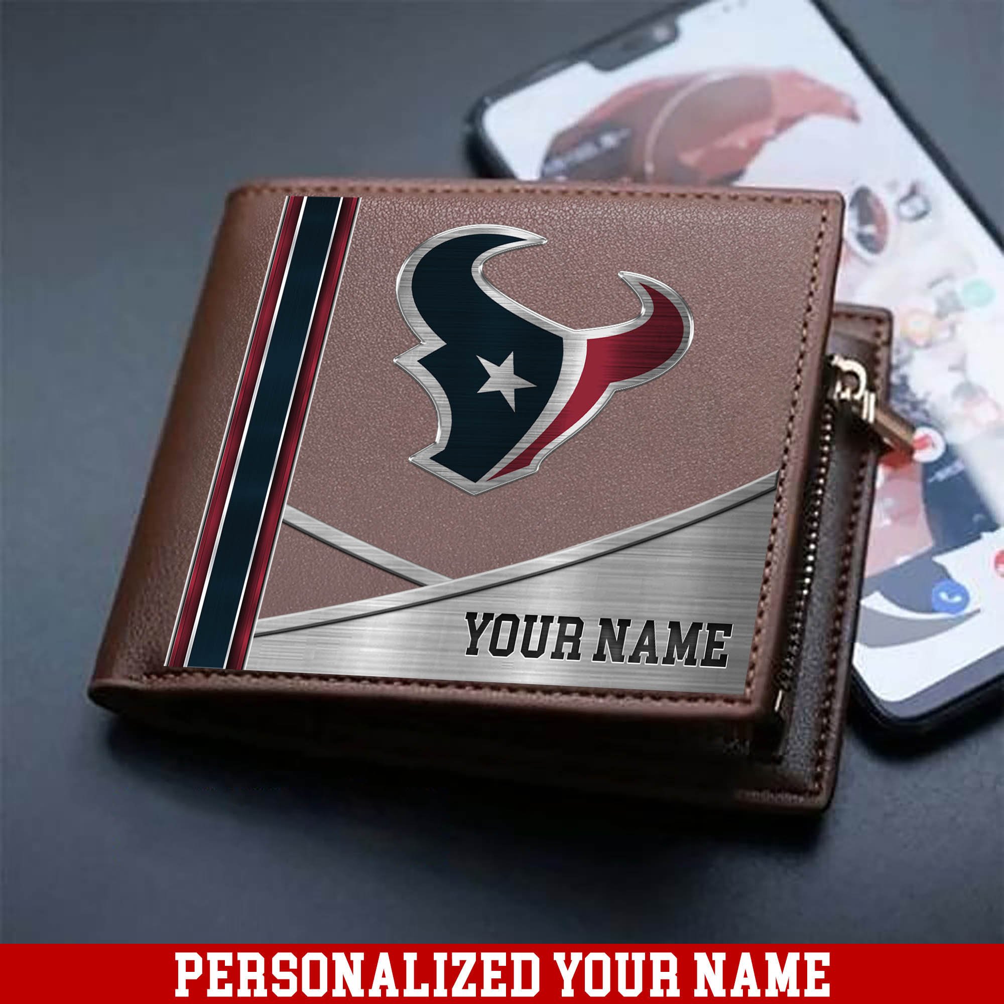 Houston Texans Sport Team Men Wallet 2024 Version Customized Your Name, Men Wallet For Sport Lovers, Fan Gifts ETHY-54902