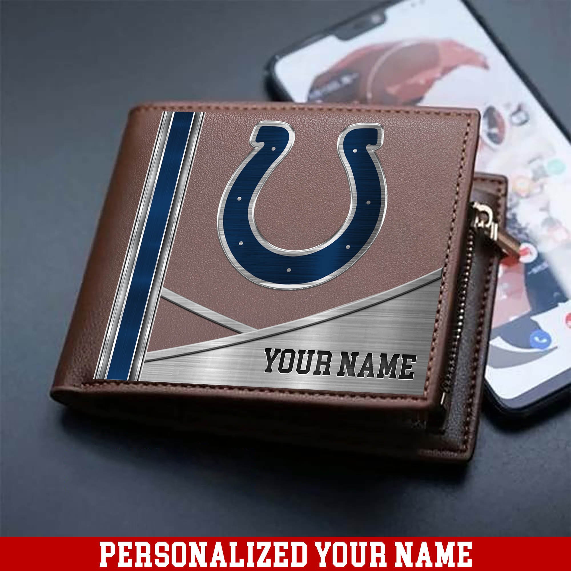 Indianapolis Colts Sport Team Men Wallet 2024 Version Customized Your Name, Men Wallet For Sport Lovers, Fan Gifts ETHY-54902