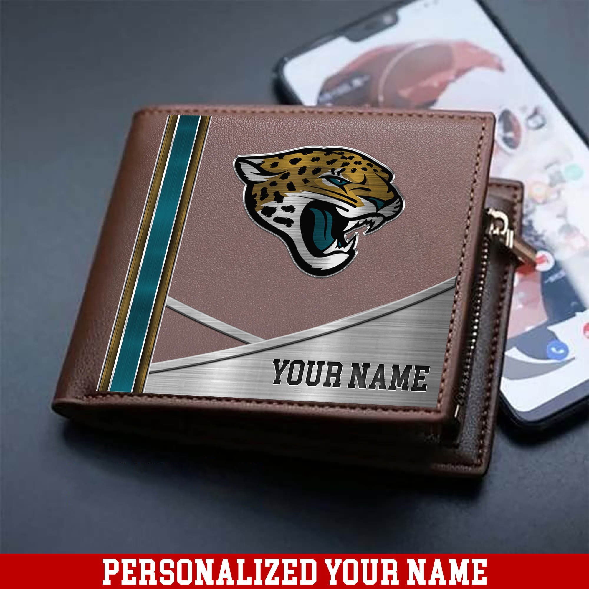Jacksonville Jaguars Sport Team Men Wallet 2024 Version Customized Your Name, Men Wallet For Sport Lovers, Fan Gifts ETHY-54902