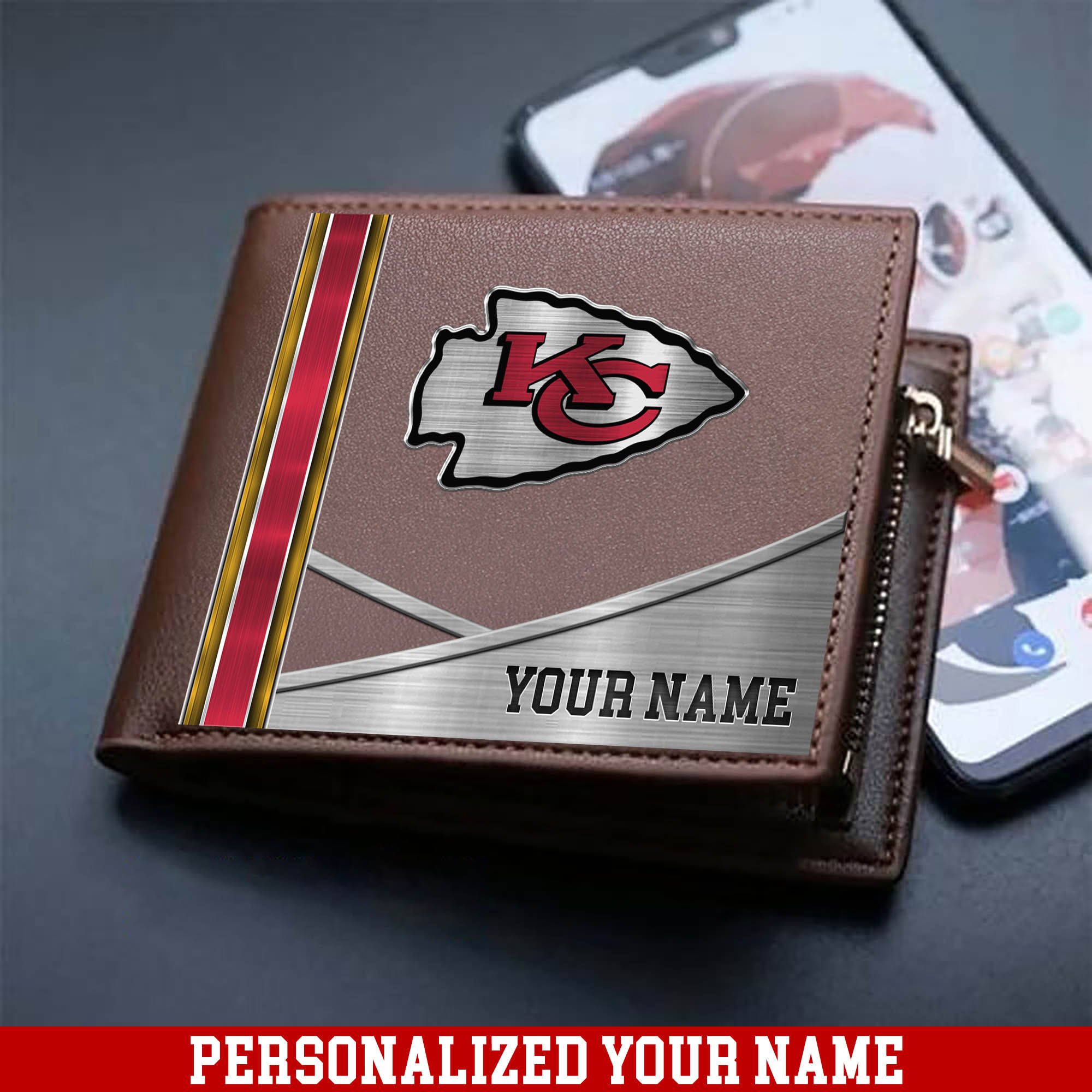 Kansas City Chiefs Sport Team Men Wallet 2024 Version Customized Your Name, Men Wallet For Sport Lovers, Fan Gifts ETHY-54902