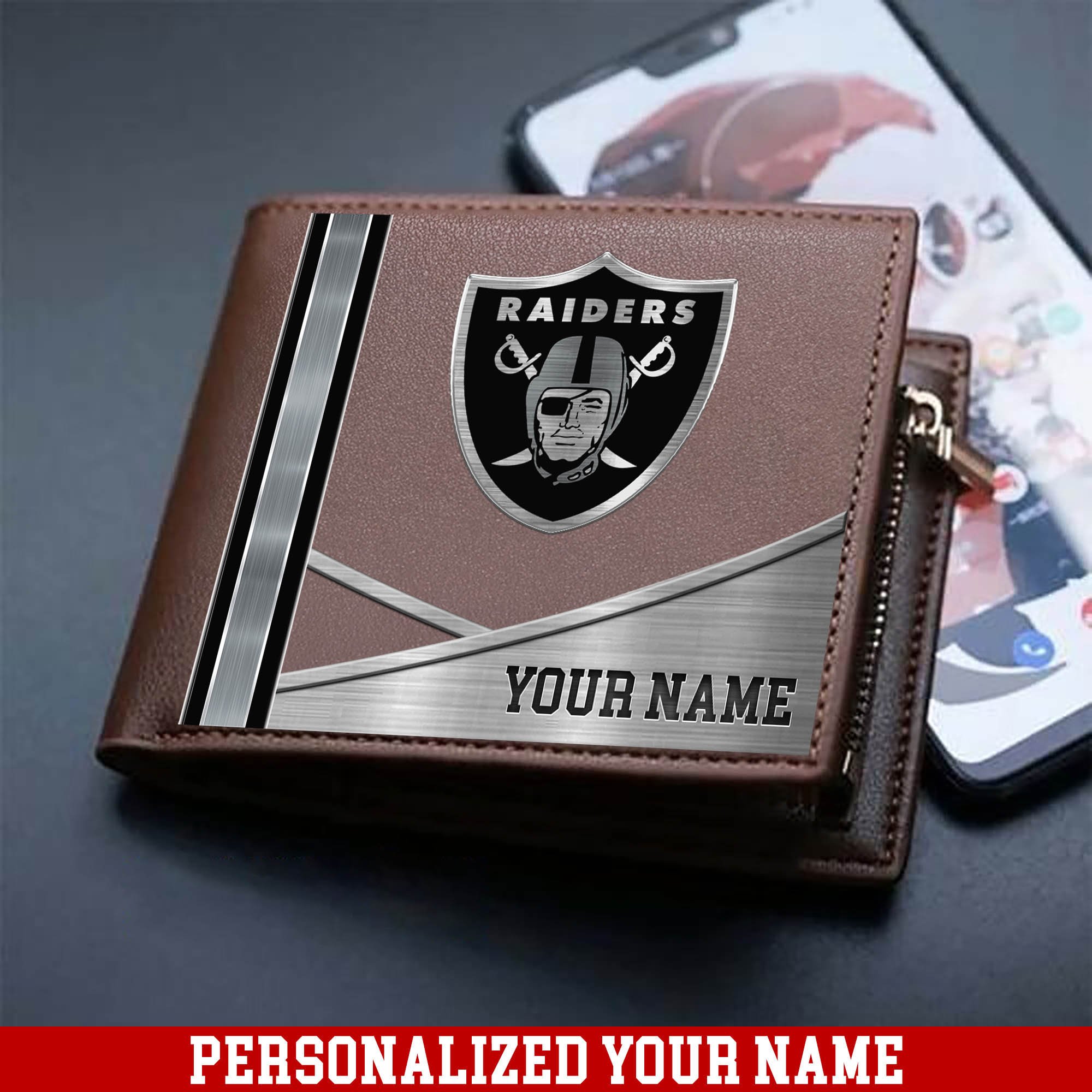Las Vegas Raiders Sport Team Men Wallet 2024 Version Customized Your Name, Men Wallet For Sport Lovers, Fan Gifts ETHY-54902