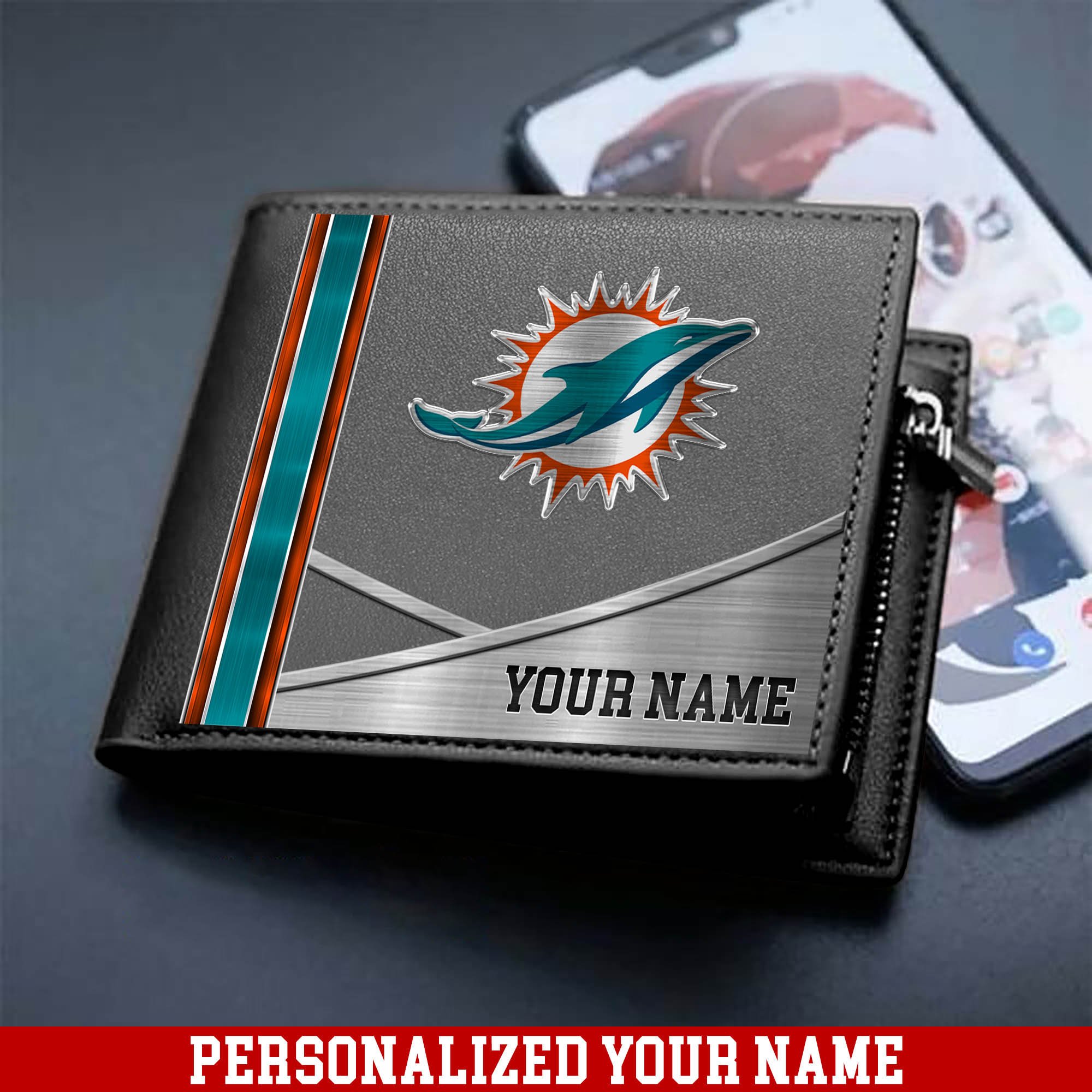 Alternative view of Miami Dolphins Sport Team Men Wallet 2024 Version Customized Your Name, Men Wallet For Sport Lovers, Fan Gifts ETHY-54902