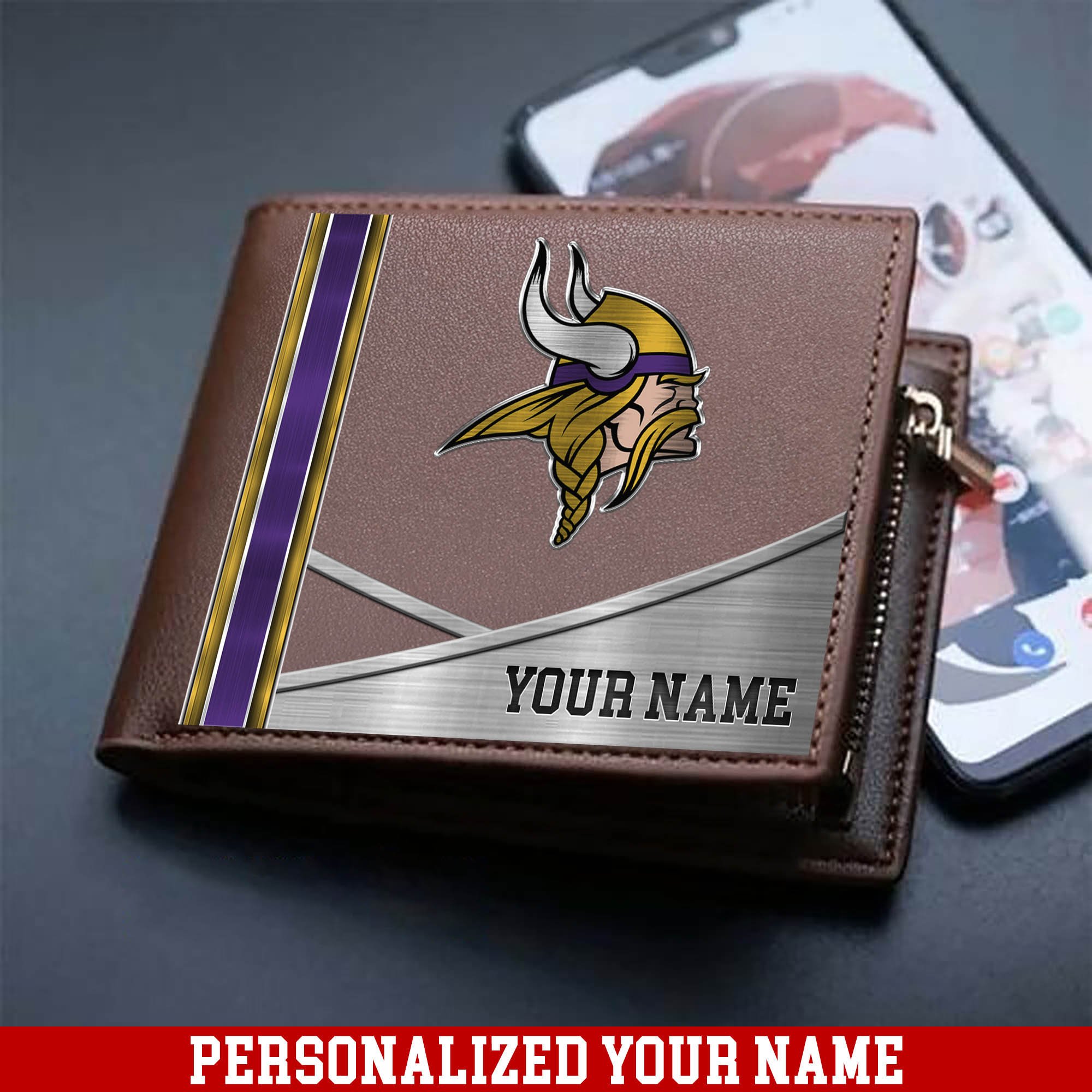 Minnesota Vikings Sport Team Men Wallet 2024 Version Customized Your Name, Men Wallet For Sport Lovers, Fan Gifts ETHY-54902