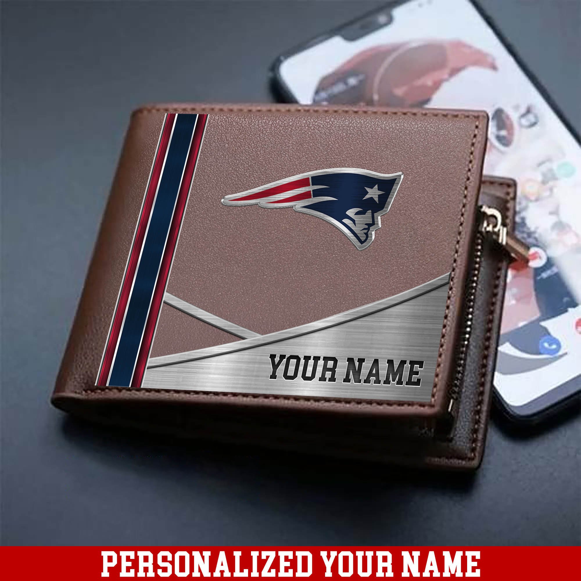 New England Patriots Sport Team Men Wallet 2024 Version Customized Your Name, Men Wallet For Sport Lovers, Fan Gifts ETHY-54902