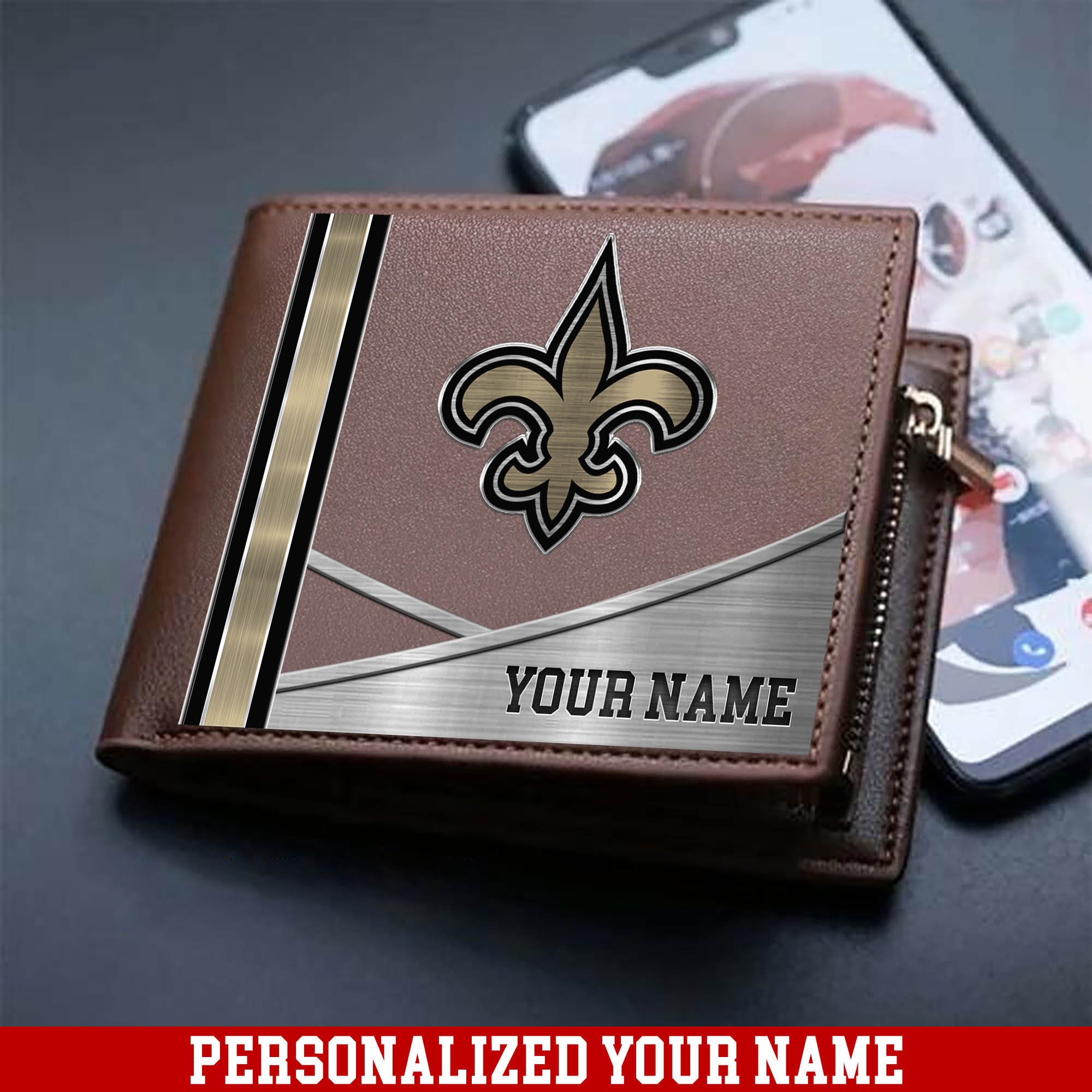 New Orleans Saints Sport Team Men Wallet 2024 Version Customized Your Name, Men Wallet For Sport Lovers, Fan Gifts ETHY-54902