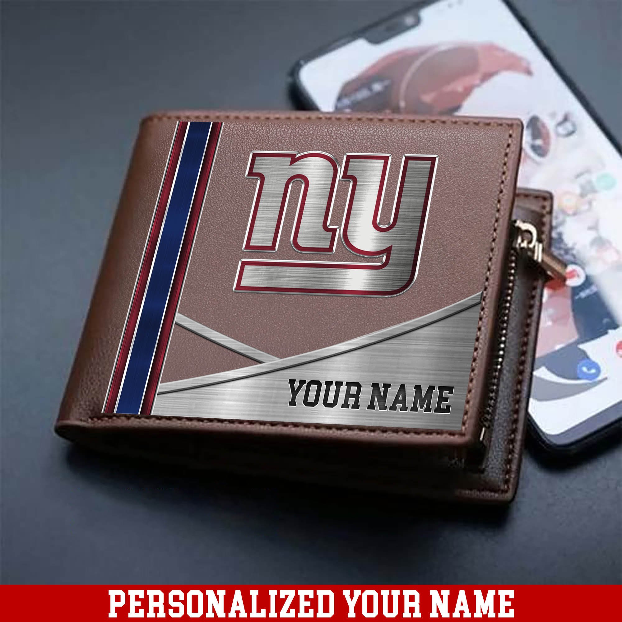 New York Giants Sport Team Men Wallet 2024 Version Customized Your Name, Men Wallet For Sport Lovers, Fan Gifts ETHY-54902