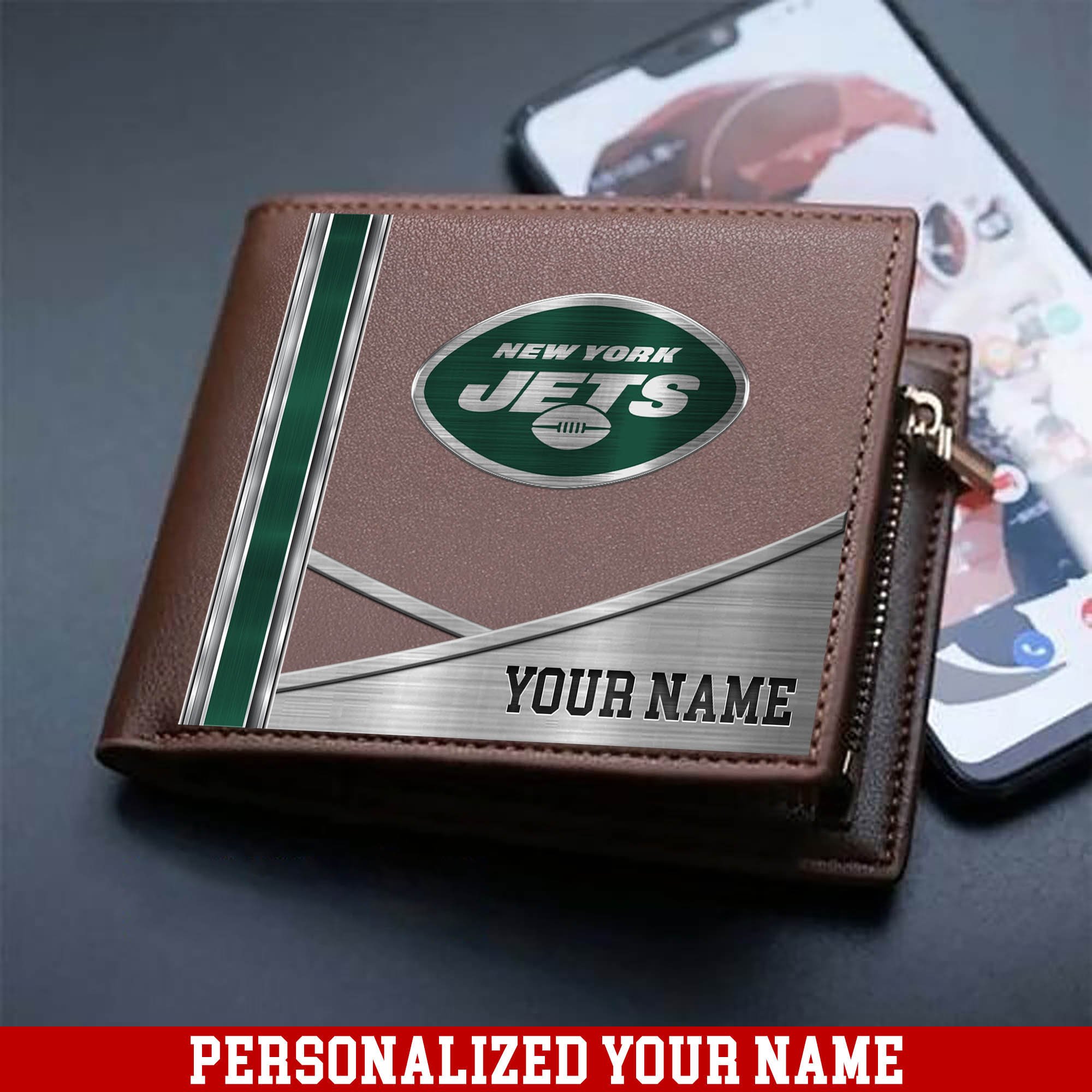 New York Jets Sport Team Men Wallet 2024 Version Customized Your Name, Men Wallet For Sport Lovers, Fan Gifts ETHY-54902