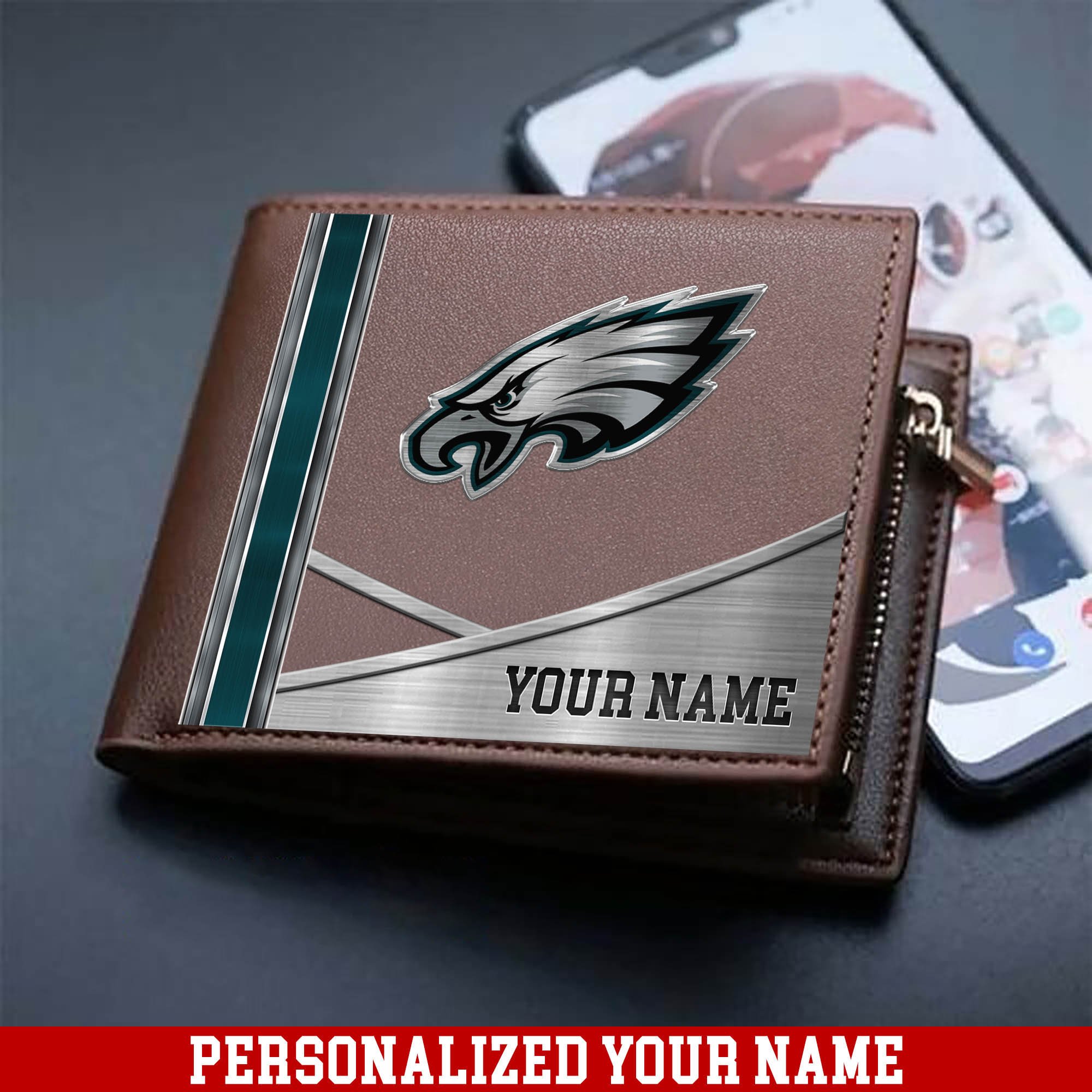 Philadelphia Eagles Sport Team Men Wallet 2024 Version Customized Your Name, Men Wallet For Sport Lovers, Fan Gifts ETHY-54902