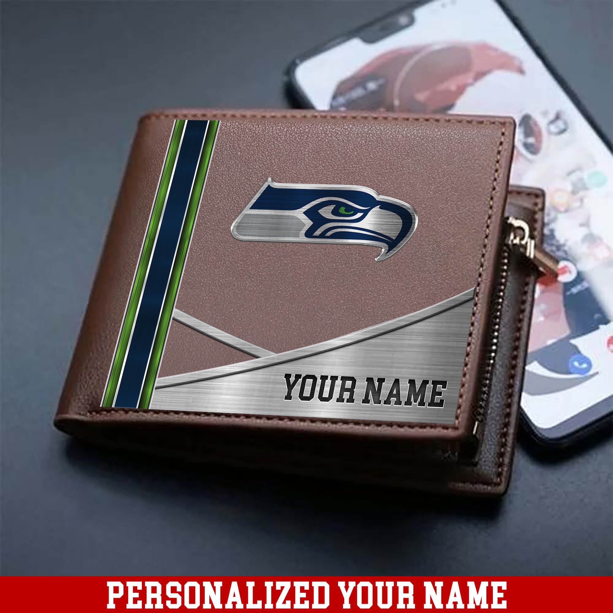 Seattle Seahawks Sport Team Men Wallet 2024 Version Customized Your Name, Men Wallet For Sport Lovers, Fan Gifts ETHY-54902