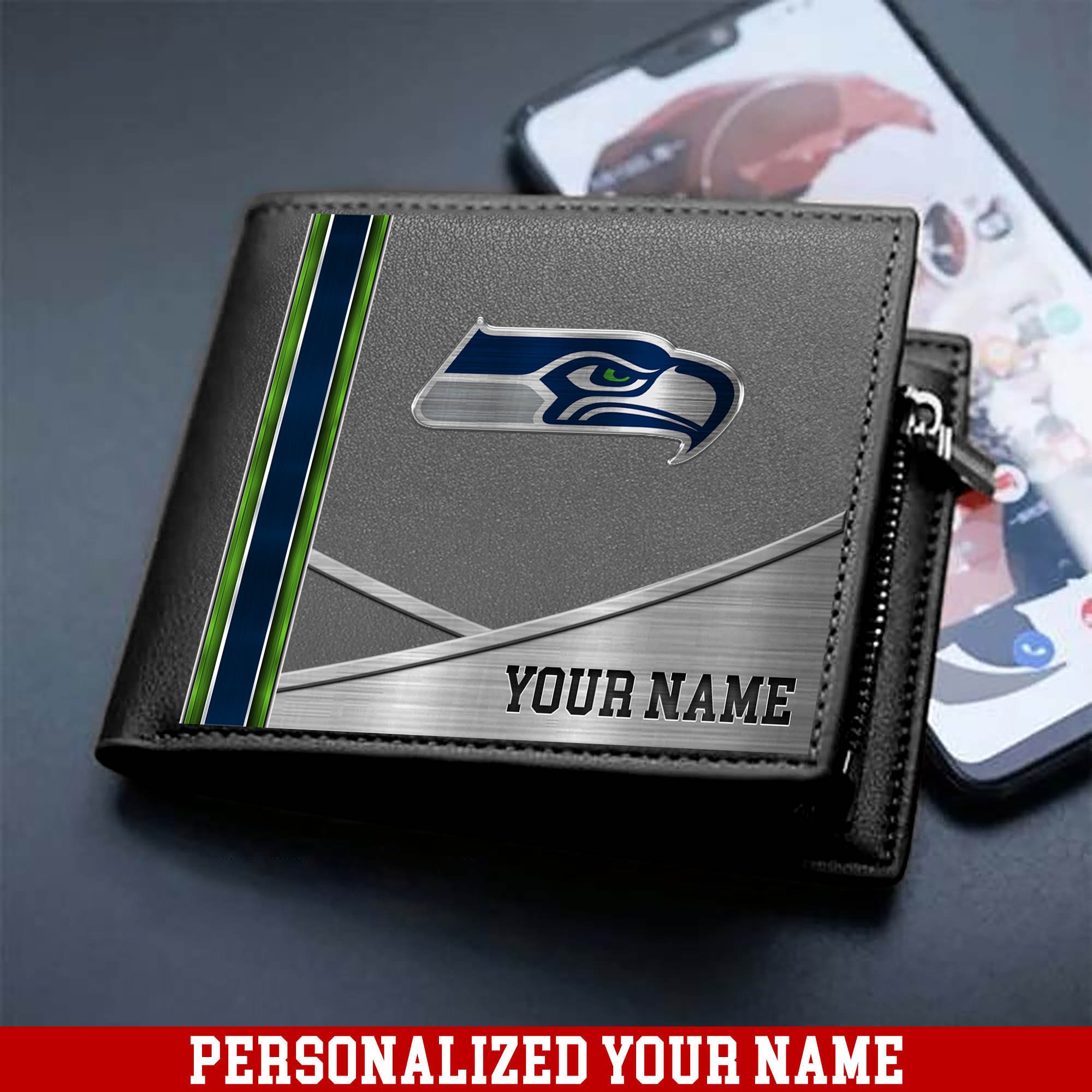 Alternative view of Seattle Seahawks Sport Team Men Wallet 2024 Version Customized Your Name, Men Wallet For Sport Lovers, Fan Gifts ETHY-54902