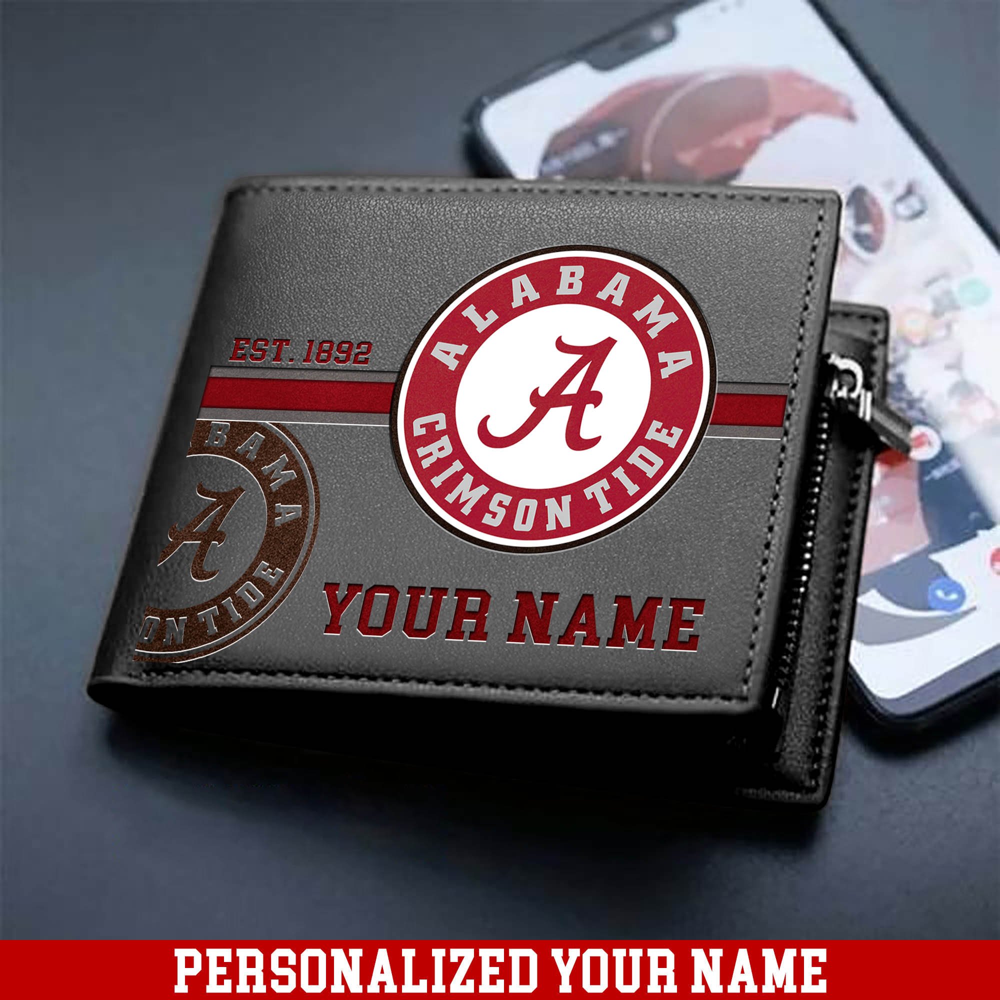 Alternative view of Alabama Crimson Tide Men Wallet 2024 Version Personalized Your Name, Football Wallet For Him, Football Fan Gifts ETHY-54904