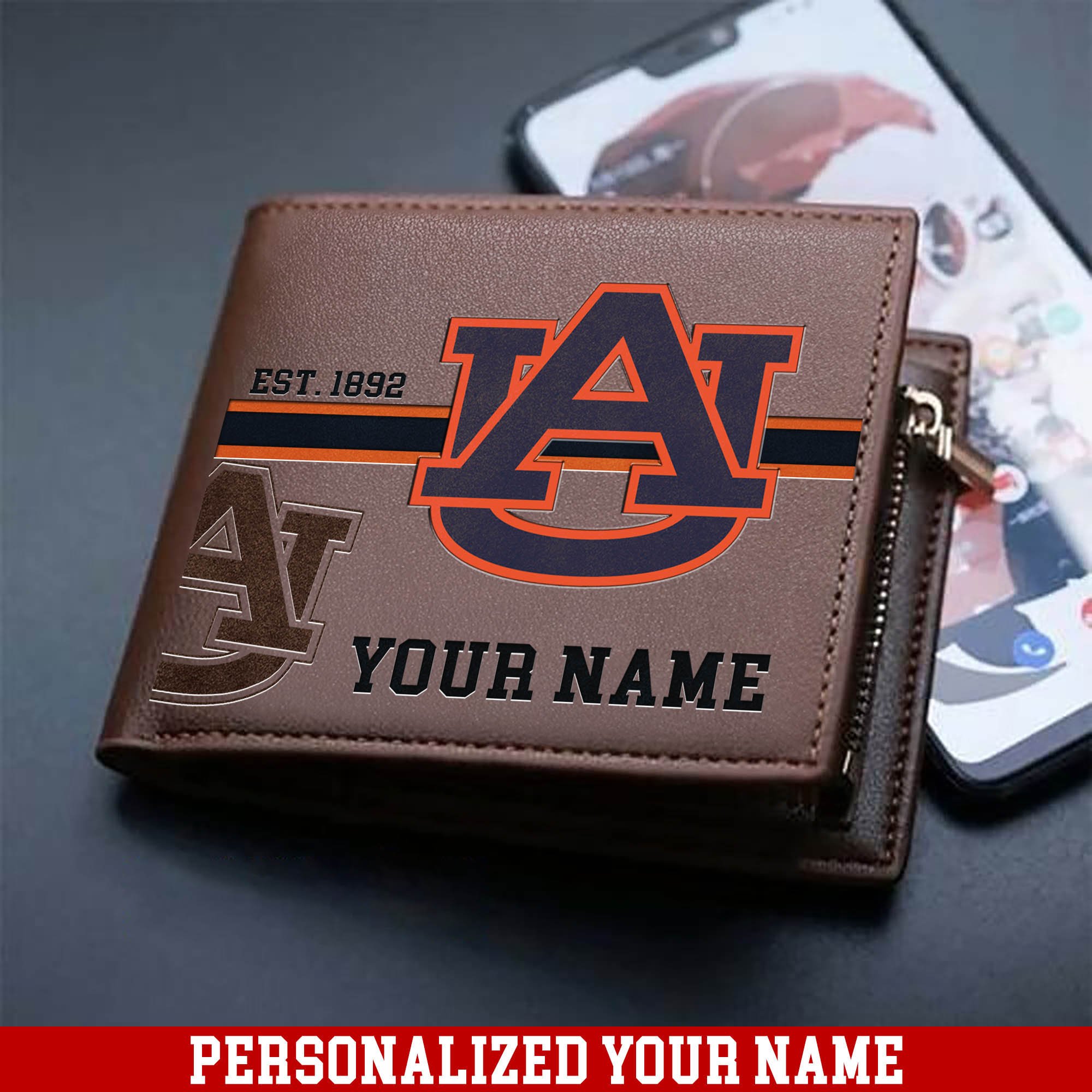 Auburn Tigers Men Wallet 2024 Version Personalized Your Name, Football Wallet For Him, Football Fan Gifts ETHY-54904