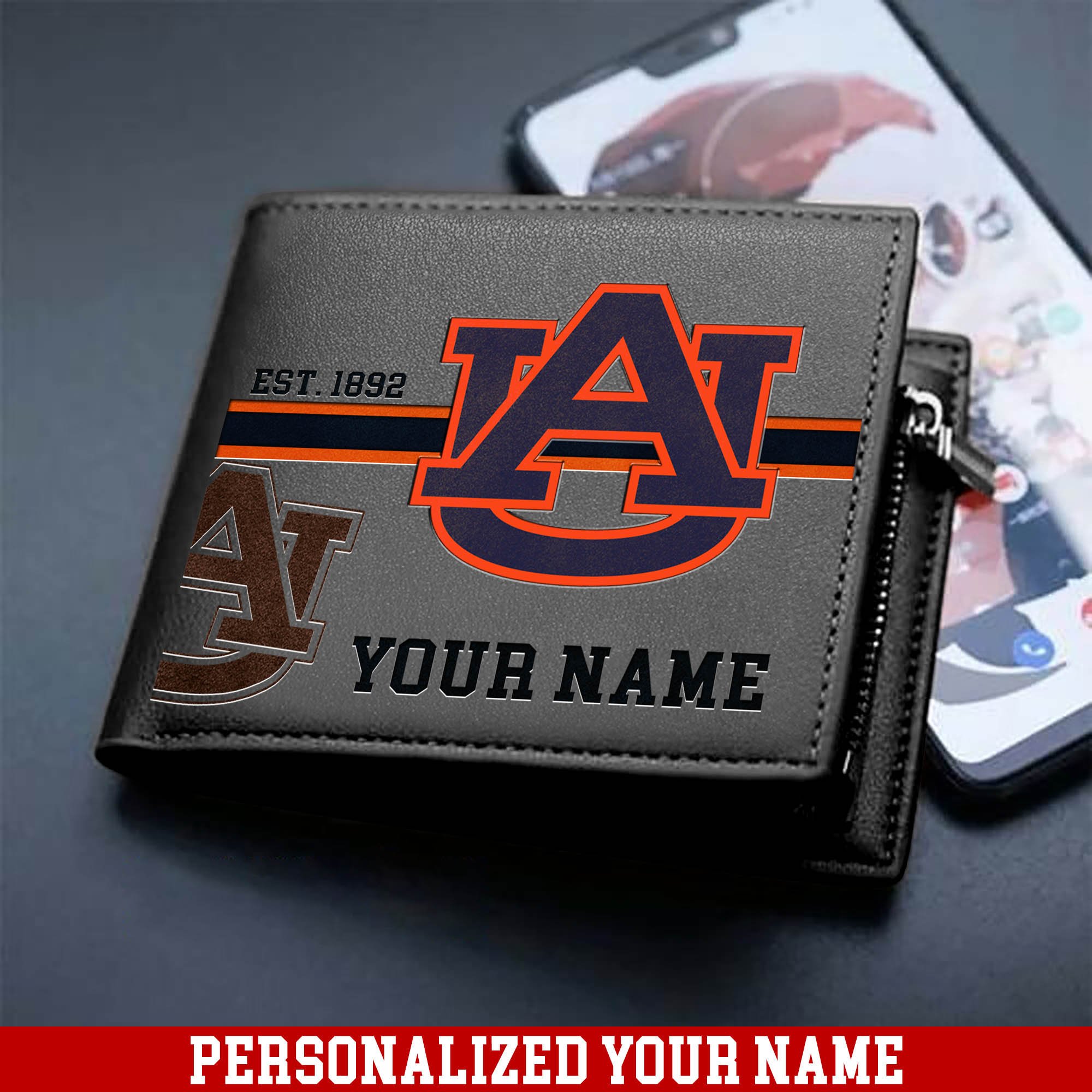 Alternative view of Auburn Tigers Men Wallet 2024 Version Personalized Your Name, Football Wallet For Him, Football Fan Gifts ETHY-54904