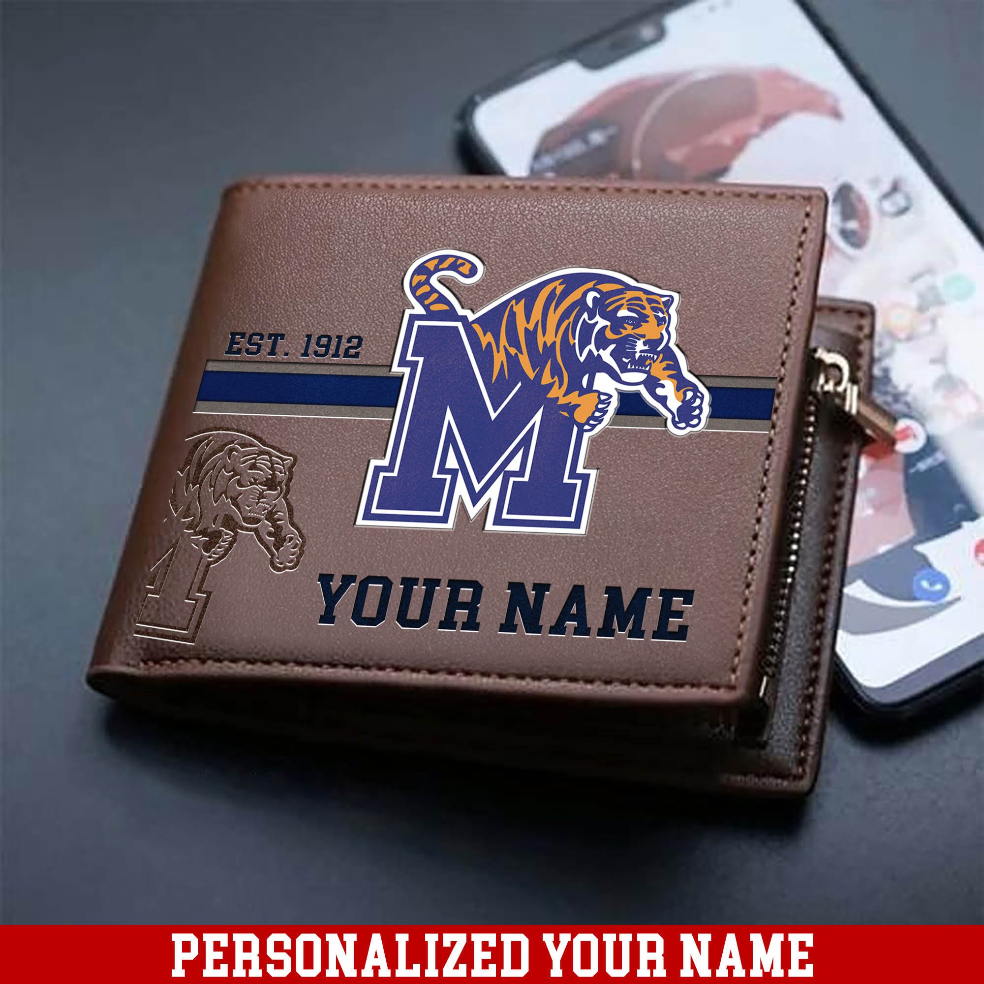 Memphis Tigers Men Wallet 2024 Version Personalized Your Name, Football Wallet For Him, Football Fan Gifts ETHY-54904