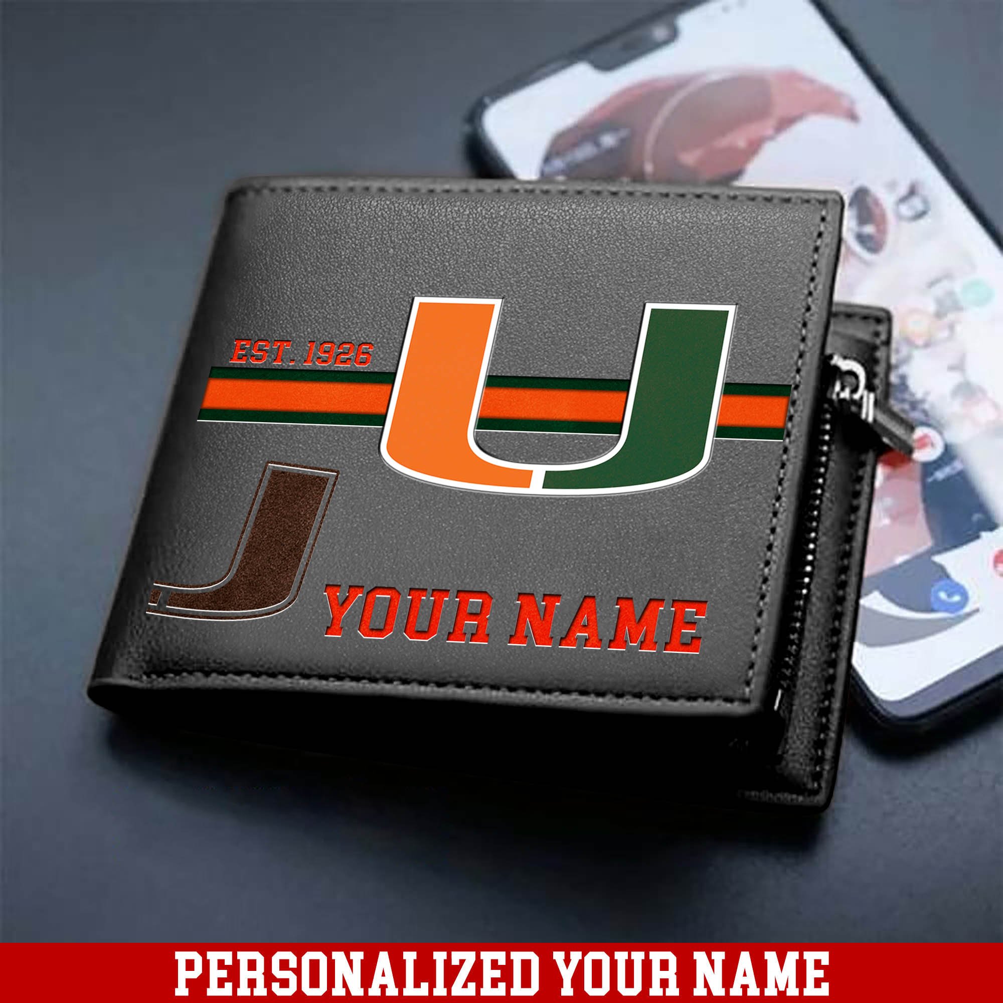 Alternative view of Miami Hurricanes Men Wallet 2024 Version Personalized Your Name, Football Wallet For Him, Football Fan Gifts ETHY-54904