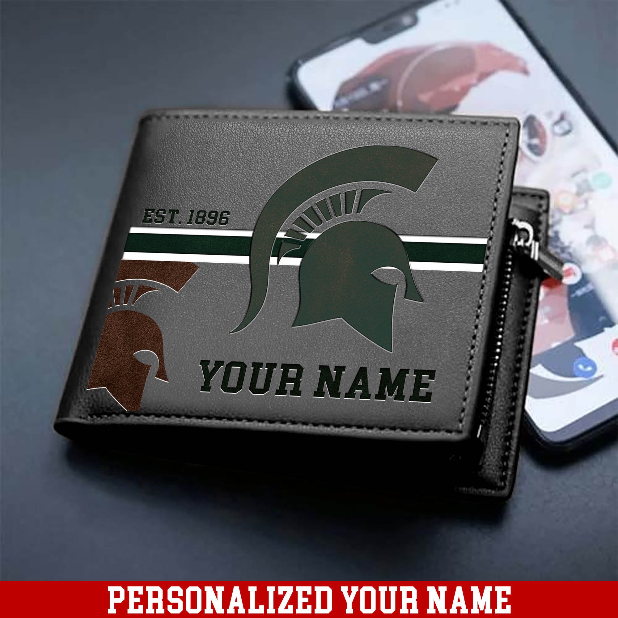 Alternative view of Michigan State Spartans Men Wallet 2024 Version Personalized Your Name, Football Wallet For Him, Football Fan Gifts ETHY-54904
