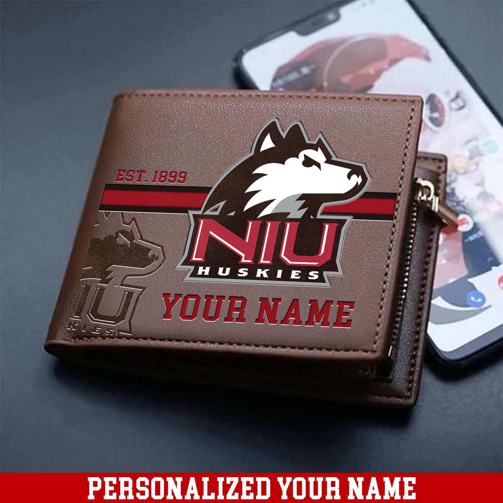 Northern Illinois Huskies Men Wallet 2024 Version Personalized Your Name, Football Wallet For Him, Football Fan Gifts ETHY-54904