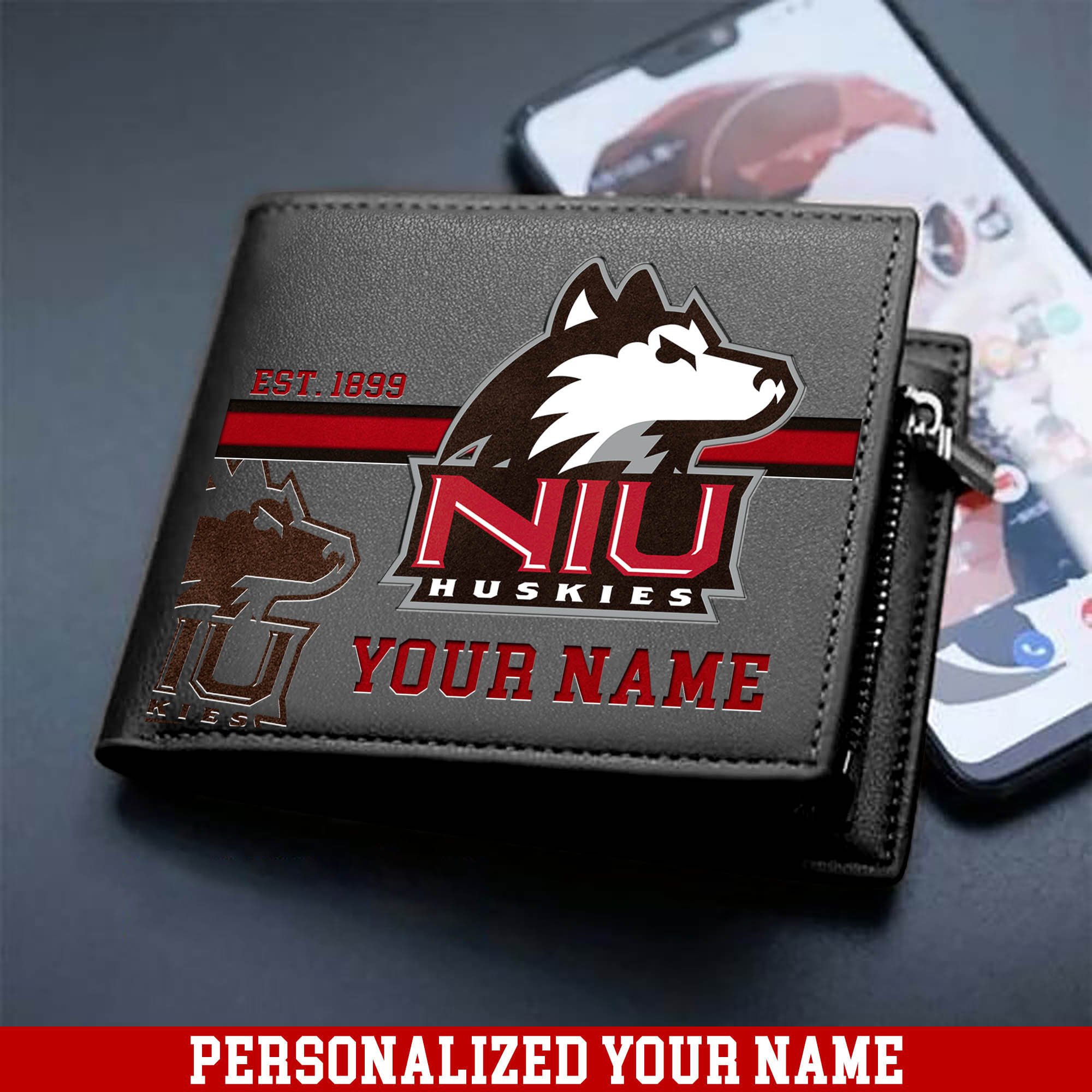 Alternative view of Northern Illinois Huskies Men Wallet 2024 Version Personalized Your Name, Football Wallet For Him, Football Fan Gifts ETHY-54904