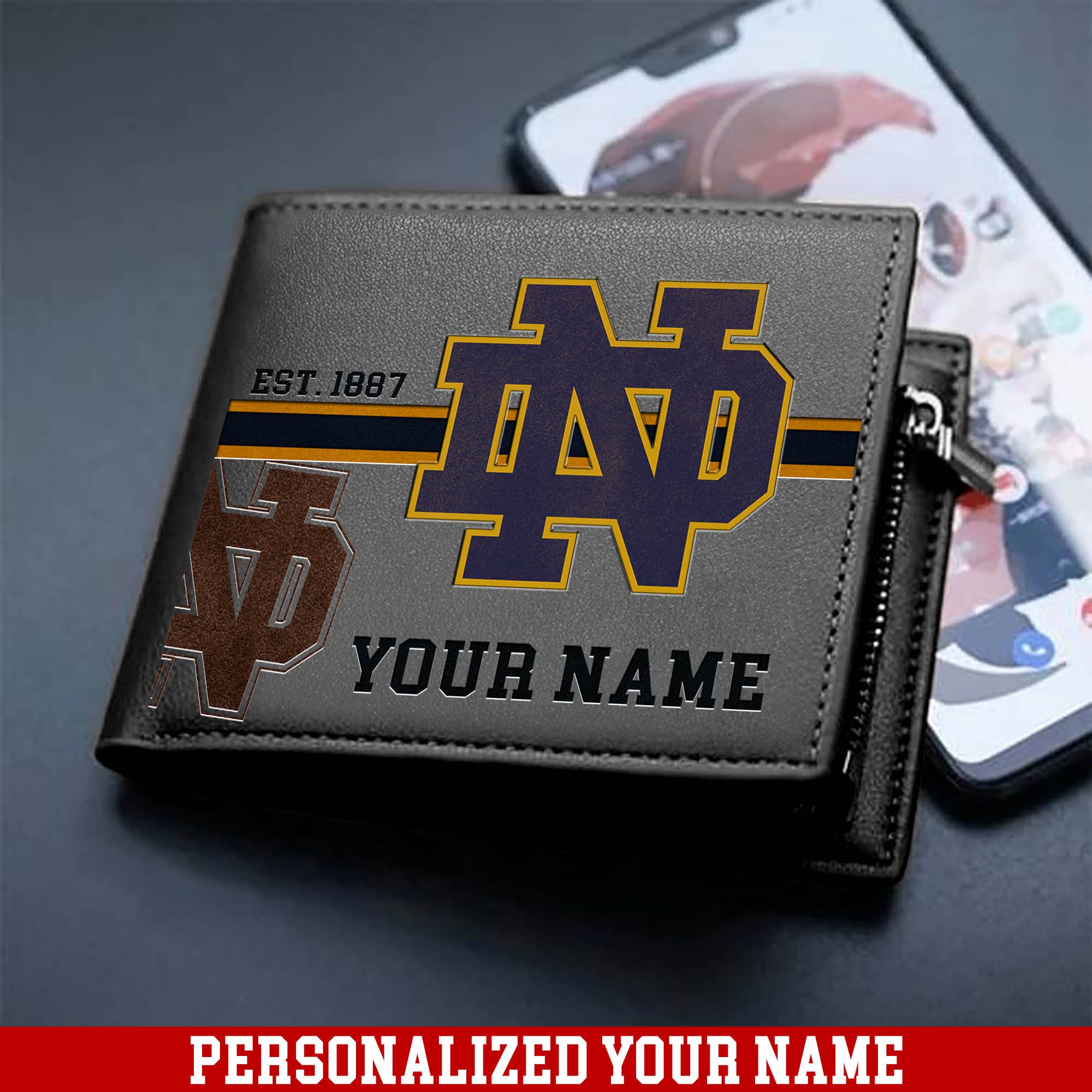 Alternative view of Notre Dame Fighting Irish Men Wallet 2024 Version Personalized Your Name, Football Wallet For Him, Football Fan Gifts ETHY-54904