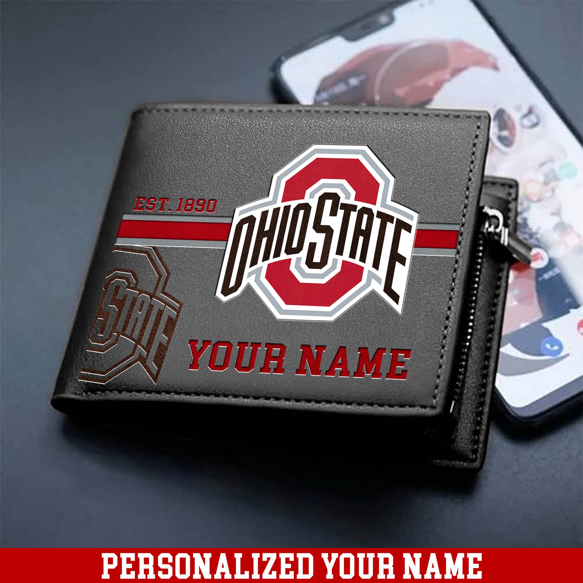 Alternative view of Ohio State Buckeyes Men Wallet 2024 Version Personalized Your Name, Football Wallet For Him, Football Fan Gifts ETHY-54904