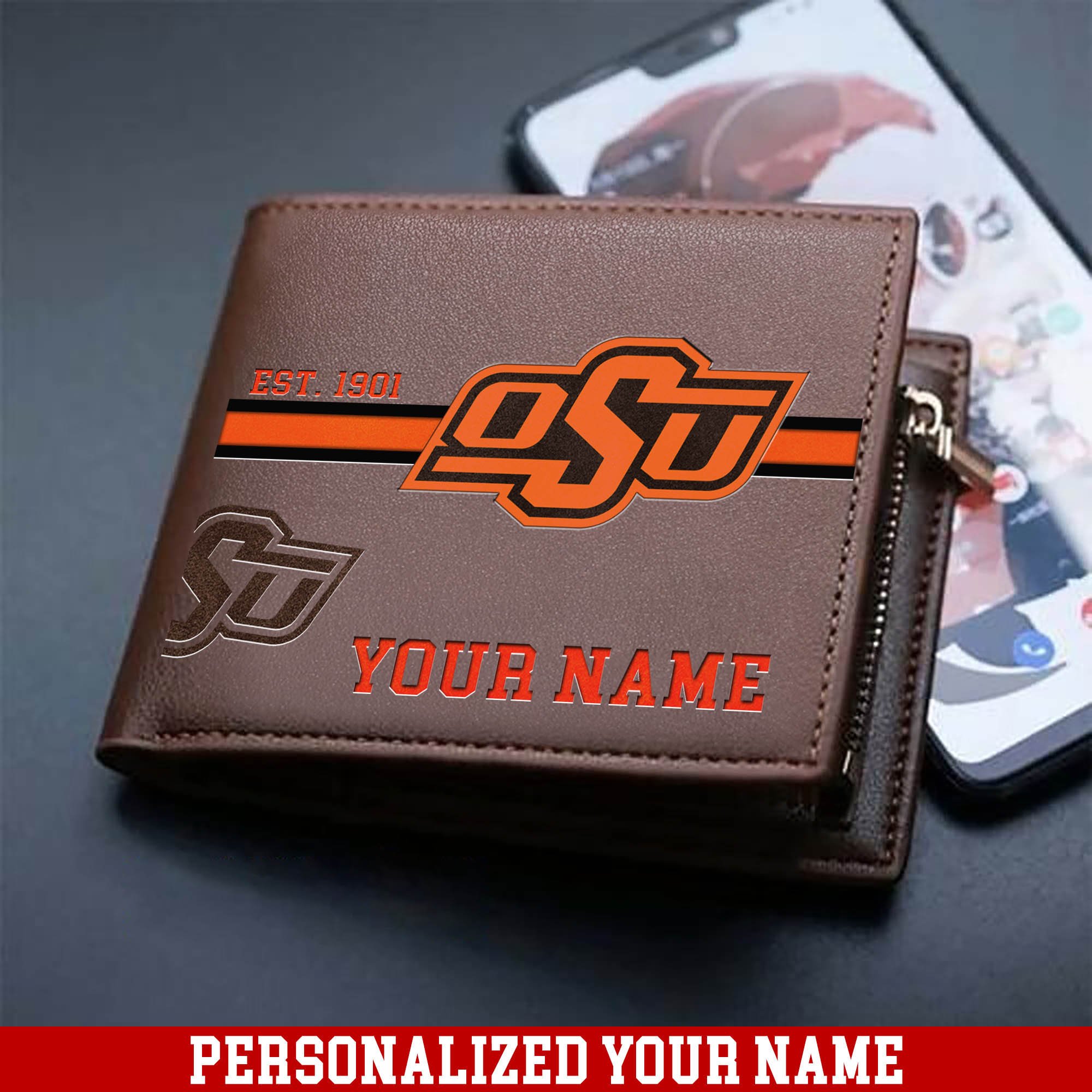 Oklahoma State Cowboys Men Wallet 2024 Version Personalized Your Name, Football Wallet For Him, Football Fan Gifts ETHY-54904