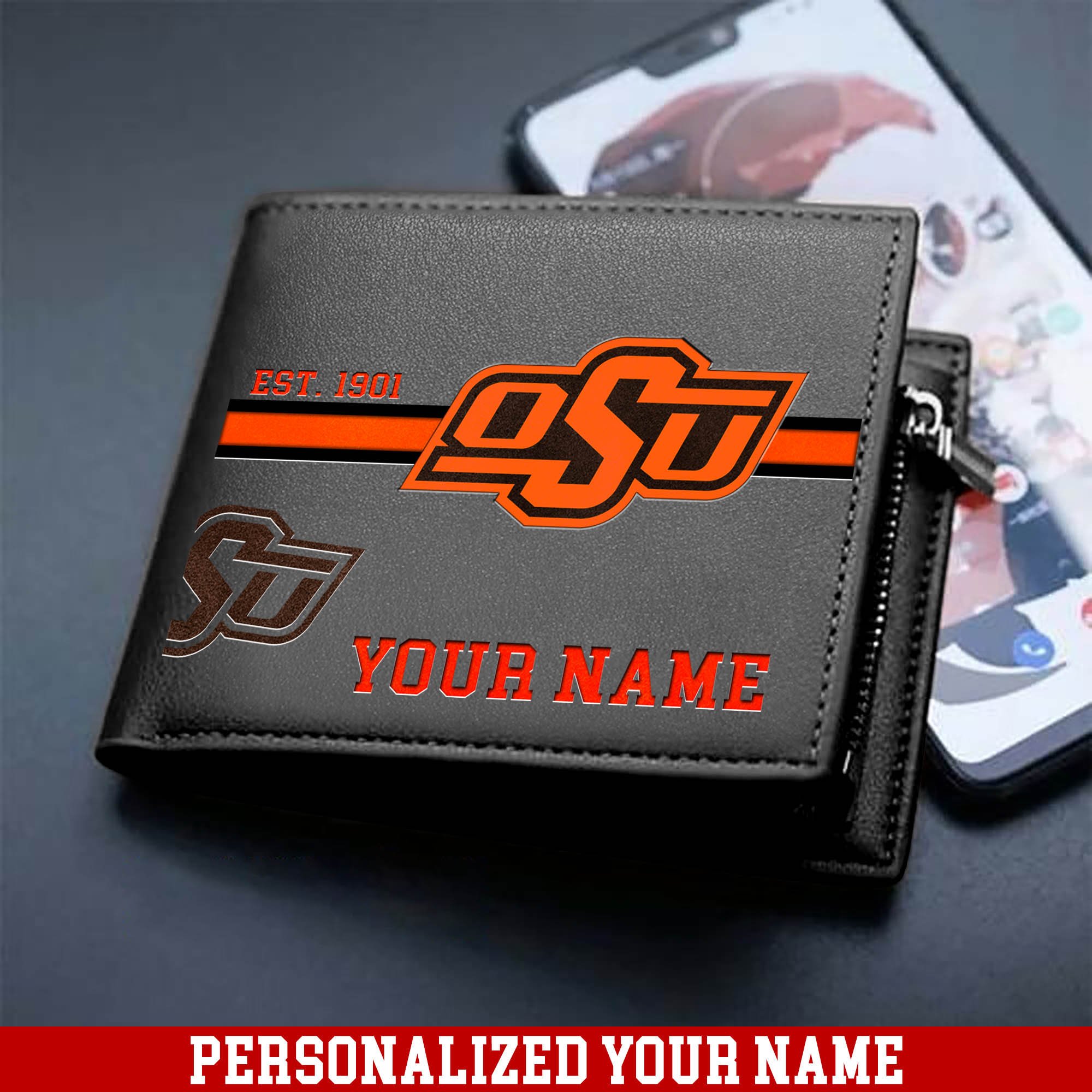 Alternative view of Oklahoma State Cowboys Men Wallet 2024 Version Personalized Your Name, Football Wallet For Him, Football Fan Gifts ETHY-54904