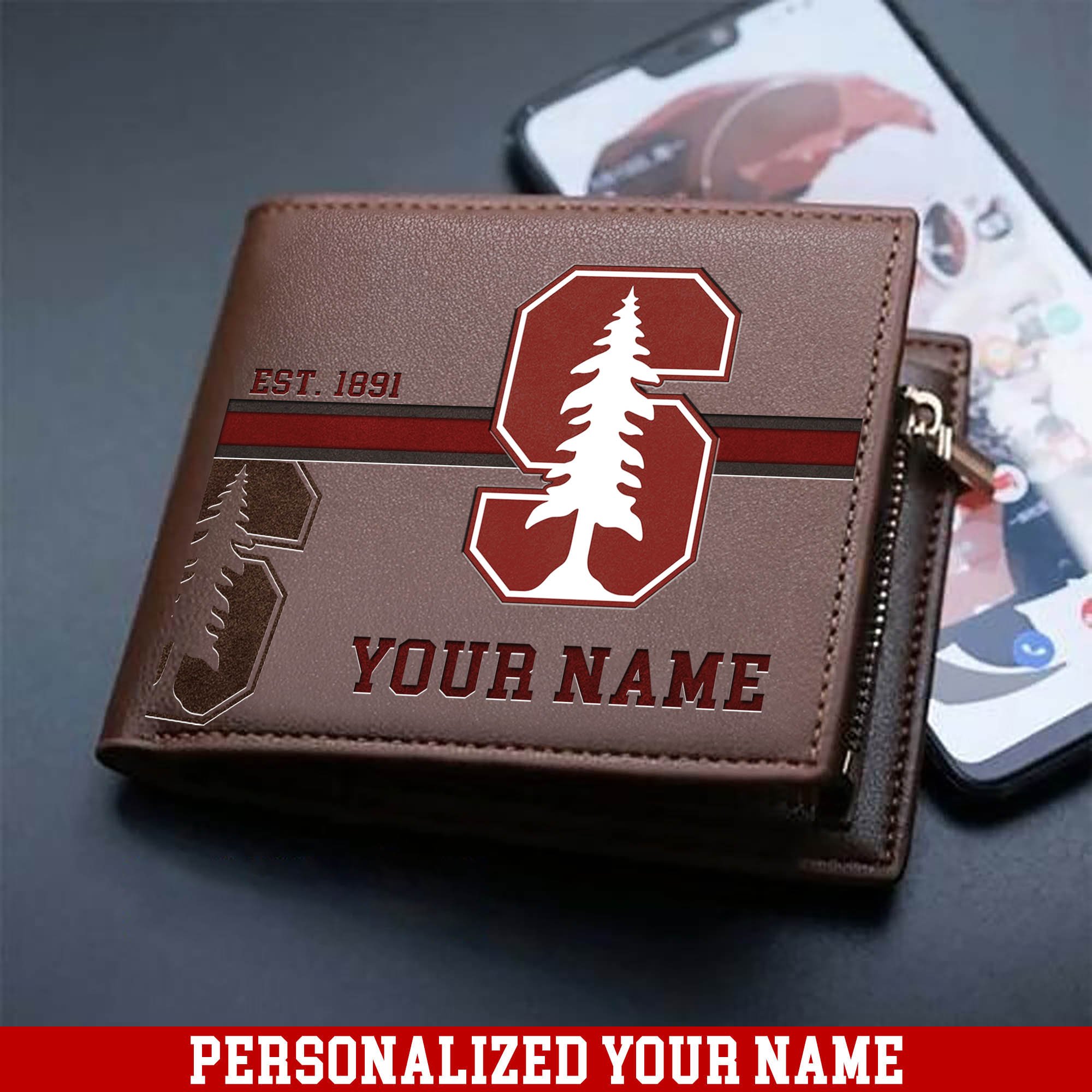 Stanford Cardinal Men Wallet 2024 Version Personalized Your Name, Football Wallet For Him, Football Fan Gifts ETHY-54904