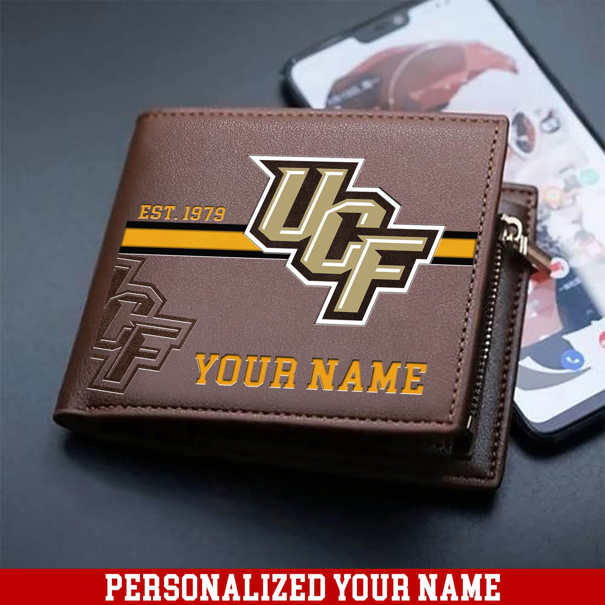 UCF Knights Men Wallet 2024 Version Personalized Your Name, Football Wallet For Him, Football Fan Gifts ETHY-54904