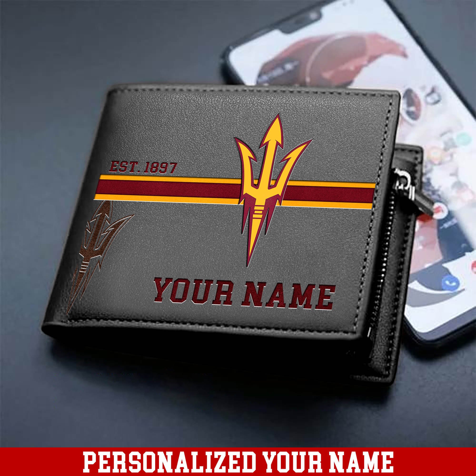 Alternative view of Arizona State Sun Devils Men Wallet 2024 Version Personalized Your Name, Football Wallet For Him, Football Fan Gifts ETHY-54904