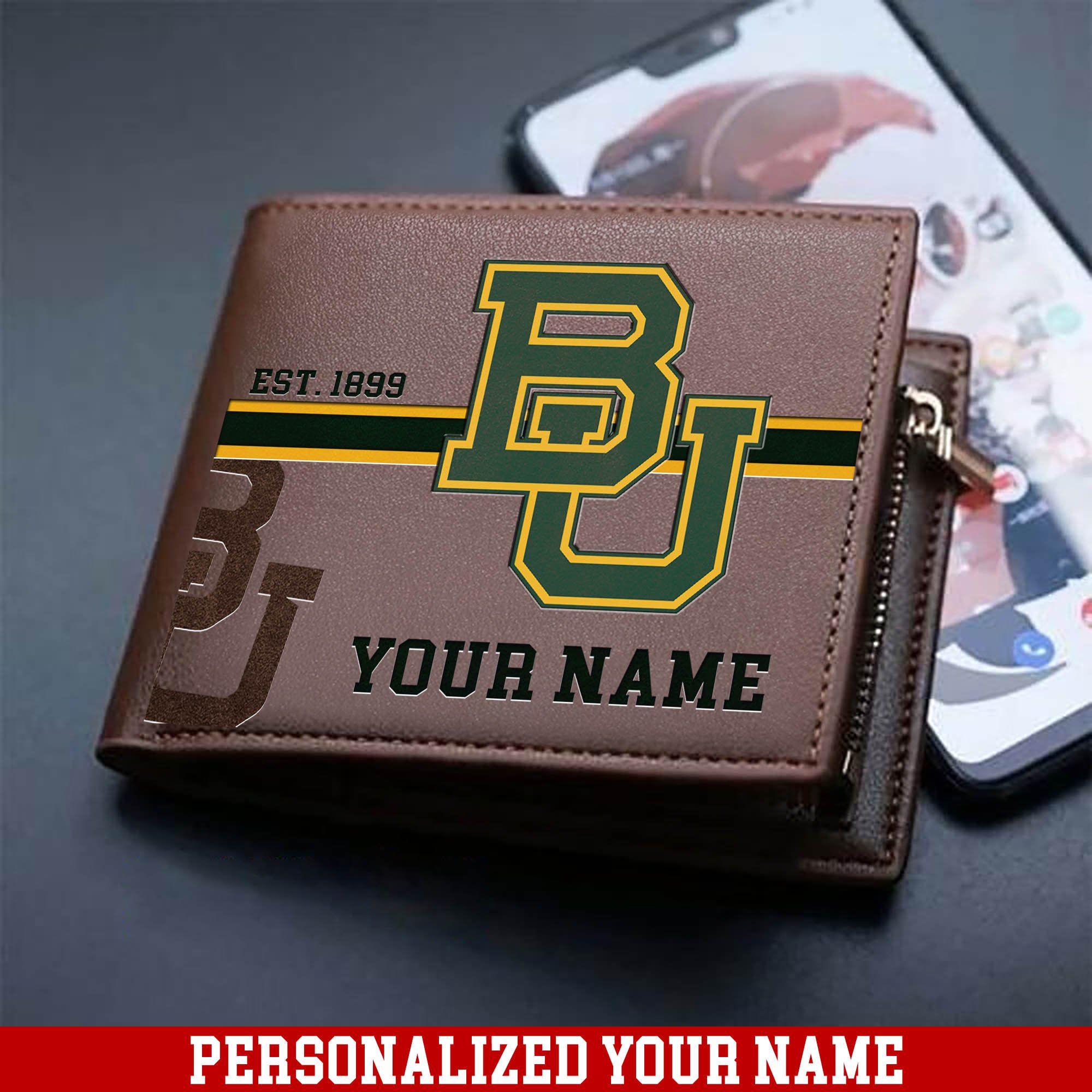 Baylor Bears Men Wallet 2024 Version Personalized Your Name, Football Wallet For Him, Football Fan Gifts ETHY-54904