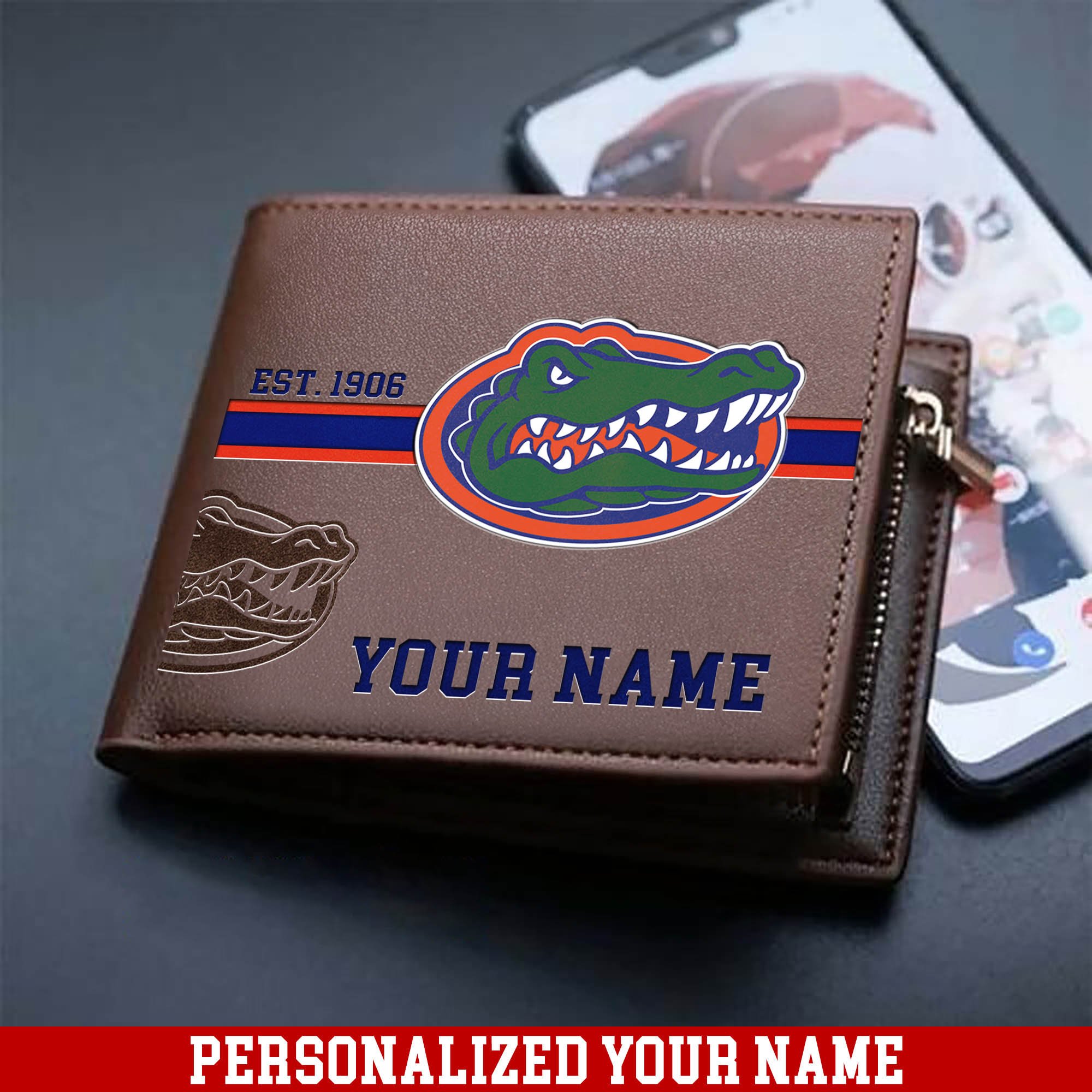 Florida Gators Men Wallet 2024 Version Personalized Your Name, Football Wallet For Him, Football Fan Gifts ETHY-54904