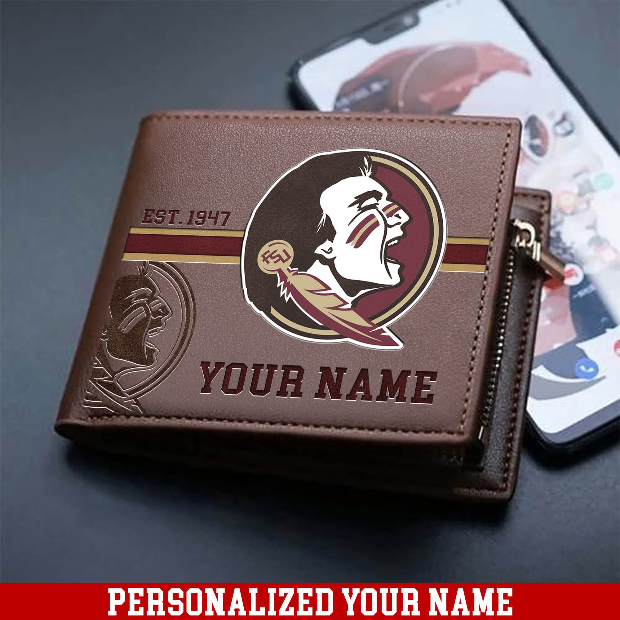Florida State Seminoles Men Wallet 2024 Version Personalized Your Name, Football Wallet For Him, Football Fan Gifts ETHY-54904