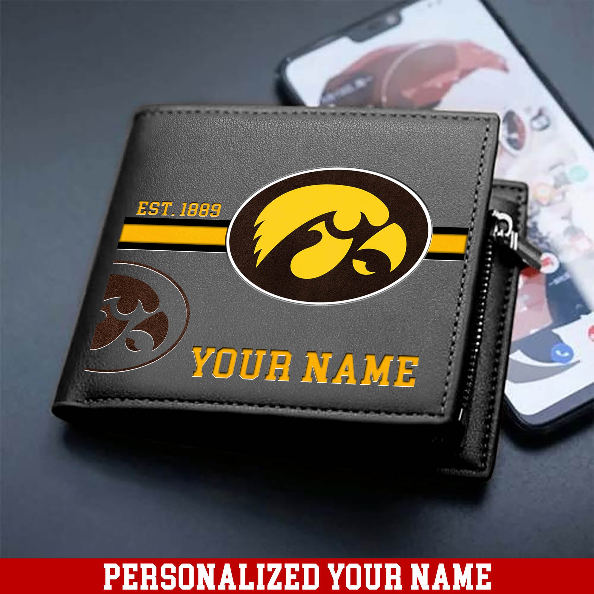 Alternative view of Iowa Hawkeyes Men Wallet 2024 Version Personalized Your Name, Football Wallet For Him, Football Fan Gifts ETHY-54904