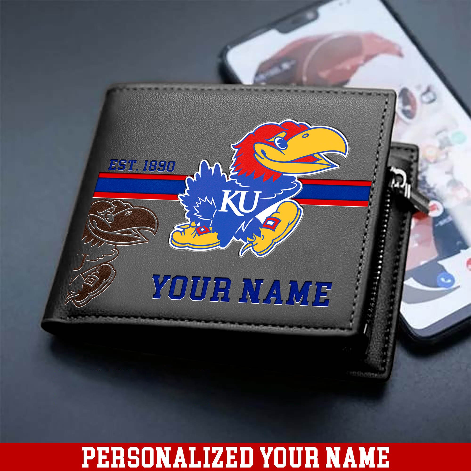 Alternative view of Kansas Jayhawks Men Wallet 2024 Version Personalized Your Name, Football Wallet For Him, Football Fan Gifts ETHY-54904