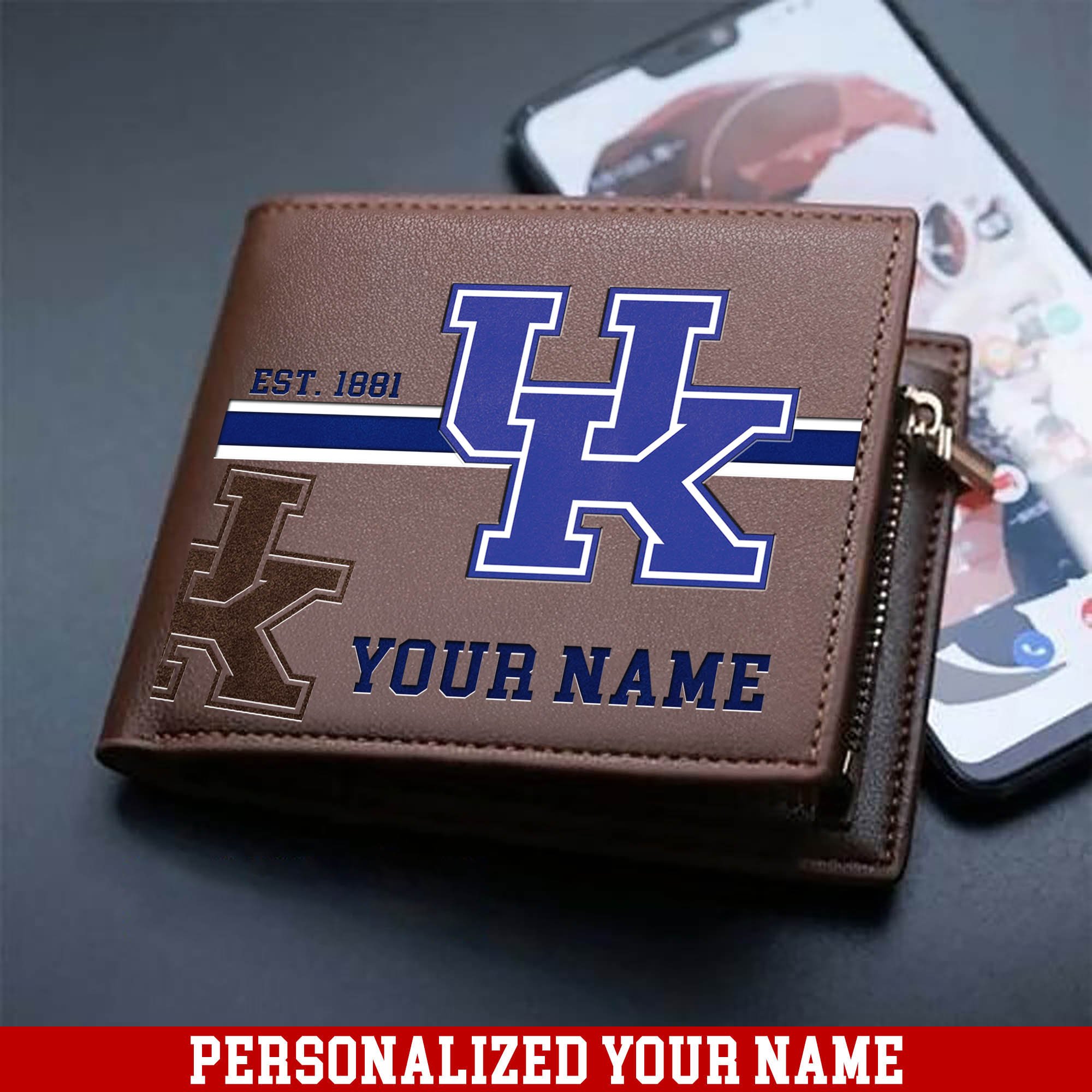 Kentucky Wildcats Men Wallet 2024 Version Personalized Your Name, Football Wallet For Him, Football Fan Gifts ETHY-54904