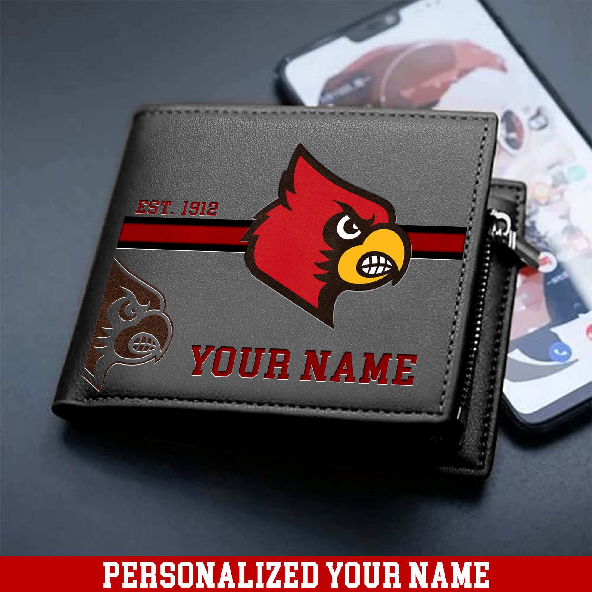 Alternative view of Louisville Cardinals Men Wallet 2024 Version Personalized Your Name, Football Wallet For Him, Football Fan Gifts ETHY-54904