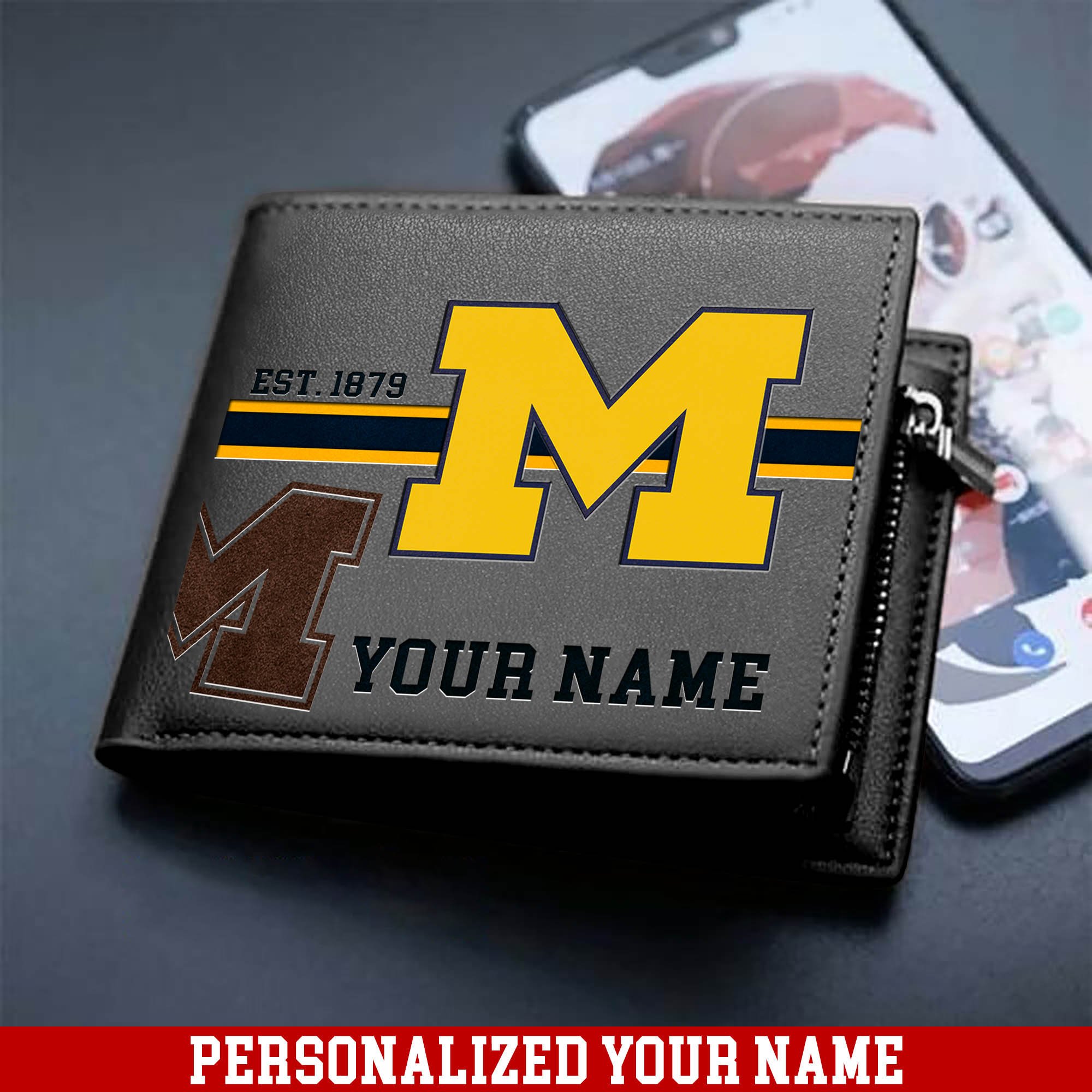 Alternative view of Michigan Wolverines Men Wallet 2024 Version Personalized Your Name, Football Wallet For Him, Football Fan Gifts ETHY-54904