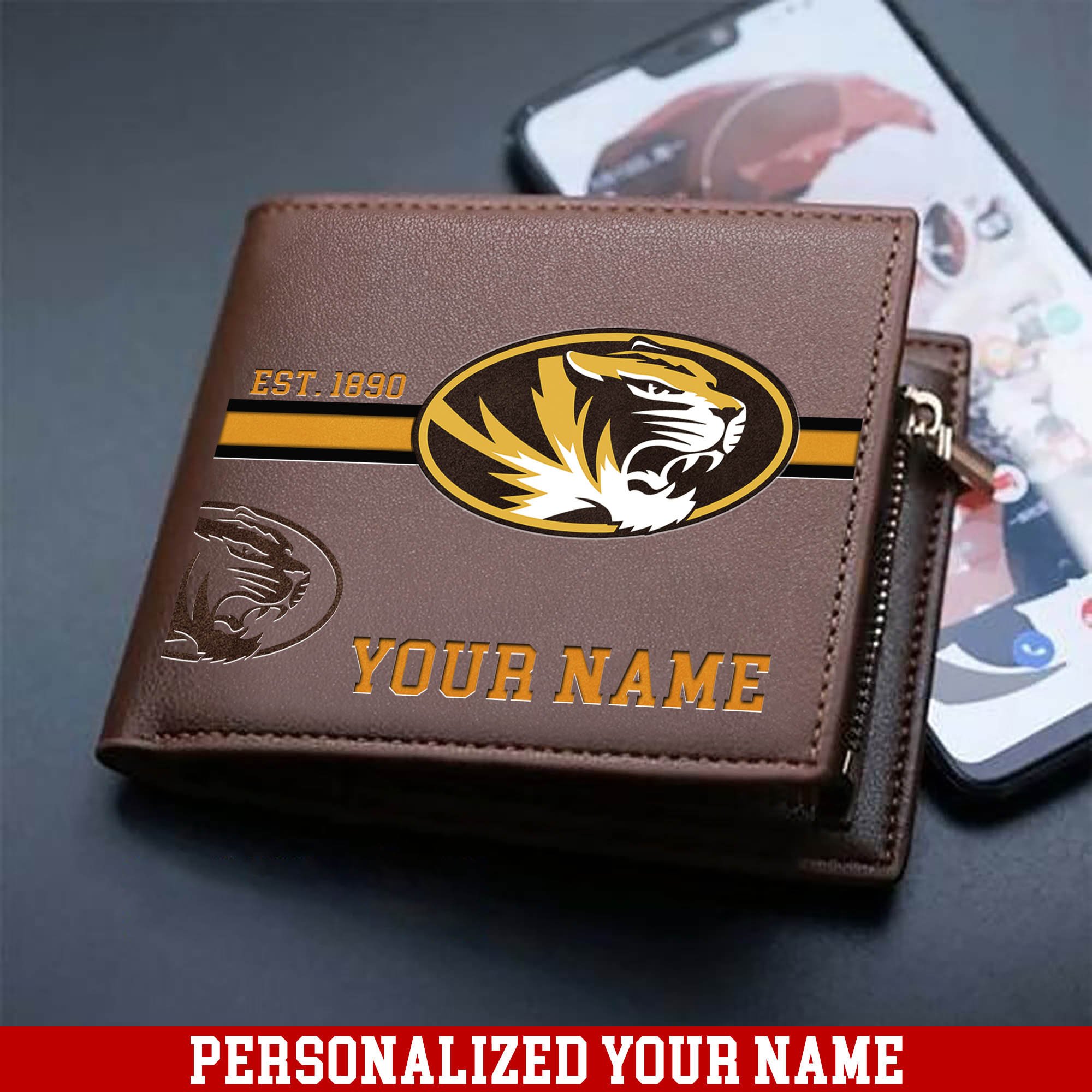 Missouri Tigers Men Wallet 2024 Version Personalized Your Name, Football Wallet For Him, Football Fan Gifts ETHY-54904