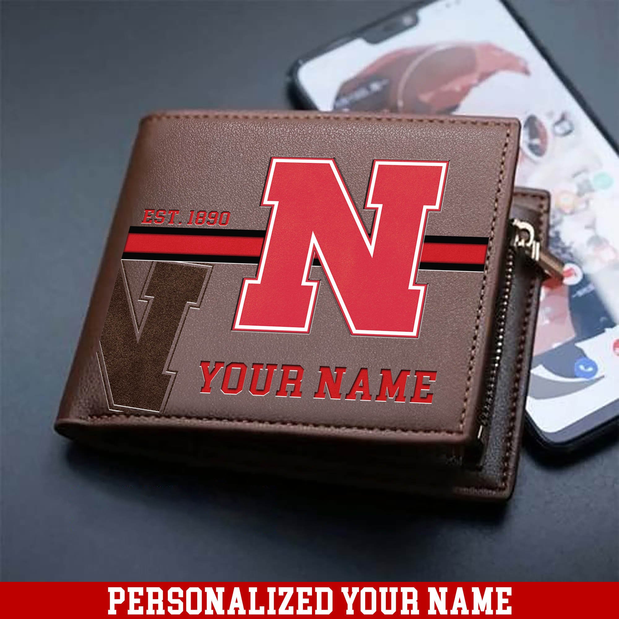 Nebraska Cornhuskers Men Wallet 2024 Version Personalized Your Name, Football Wallet For Him, Football Fan Gifts ETHY-54904
