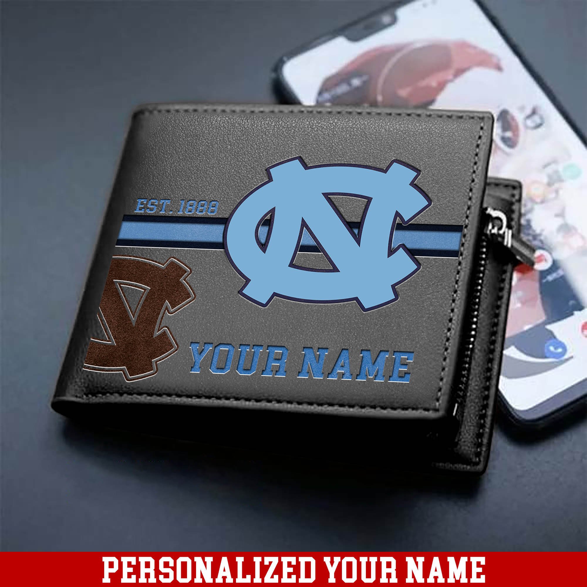 Alternative view of North Carolina Tar Heels Men Wallet 2024 Version Personalized Your Name, Football Wallet For Him, Football Fan Gifts ETHY-54904