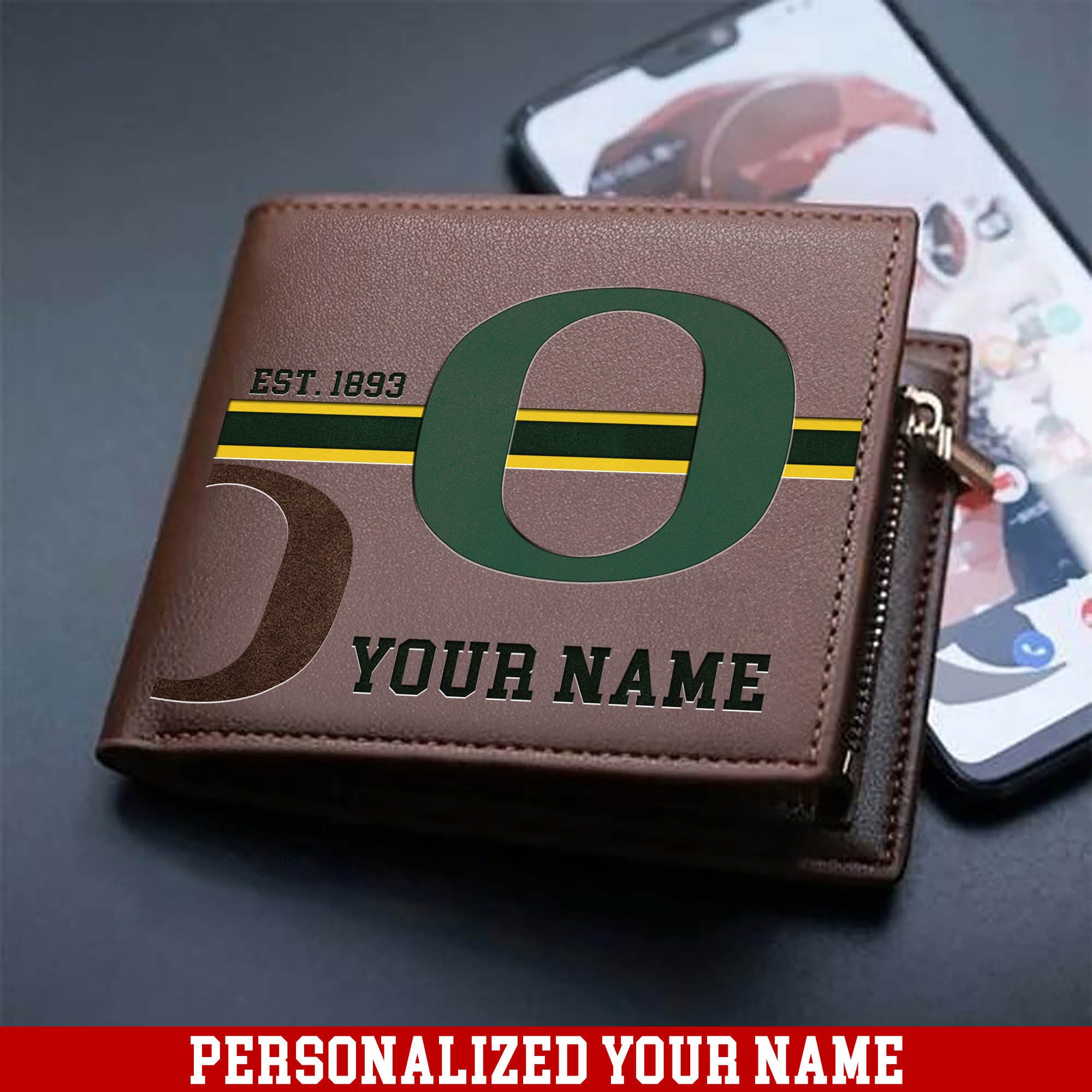 Oregon Ducks Men Wallet 2024 Version Personalized Your Name, Football Wallet For Him, Football Fan Gifts ETHY-54904