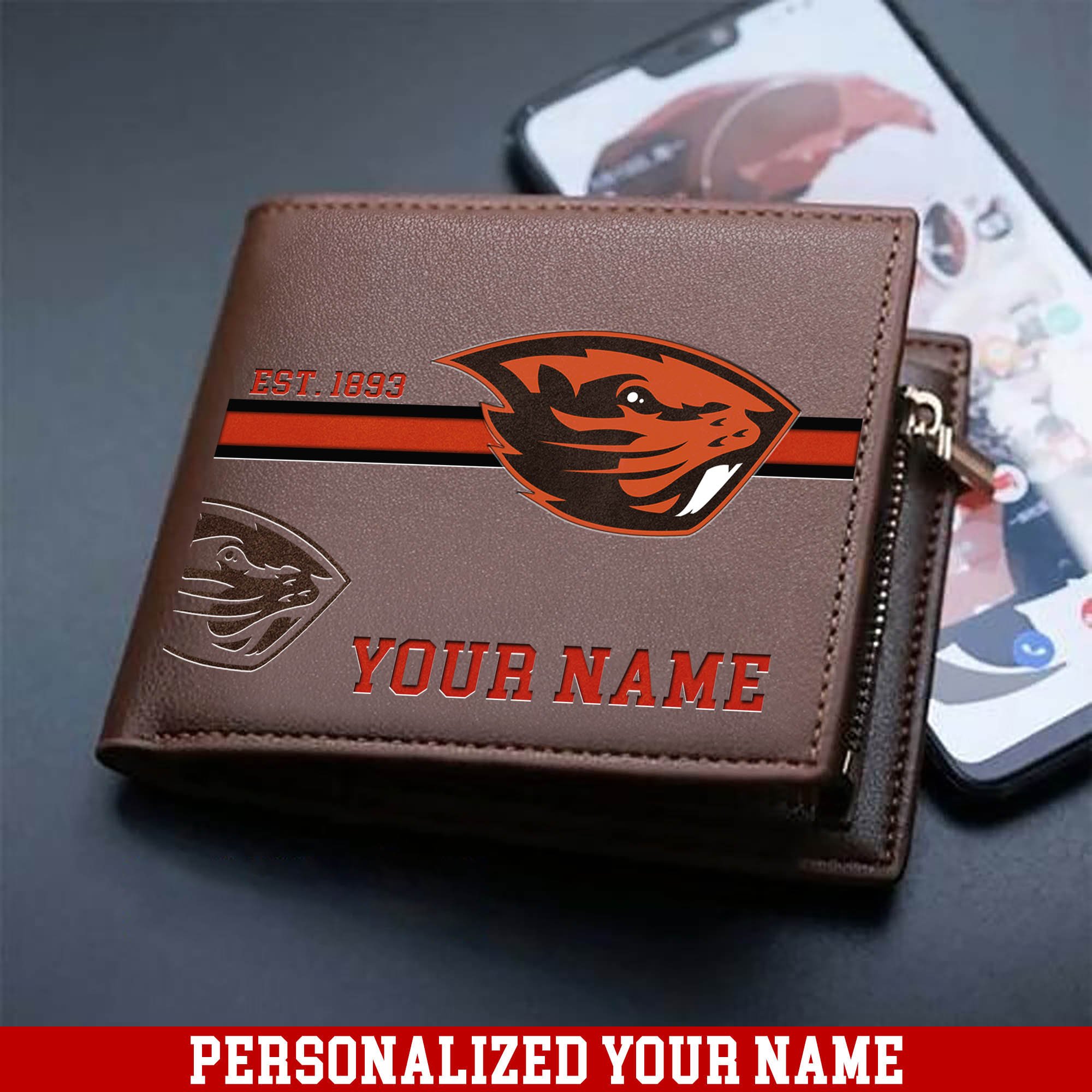 Oregon State Beavers Men Wallet 2024 Version Personalized Your Name, Football Wallet For Him, Football Fan Gifts ETHY-54904