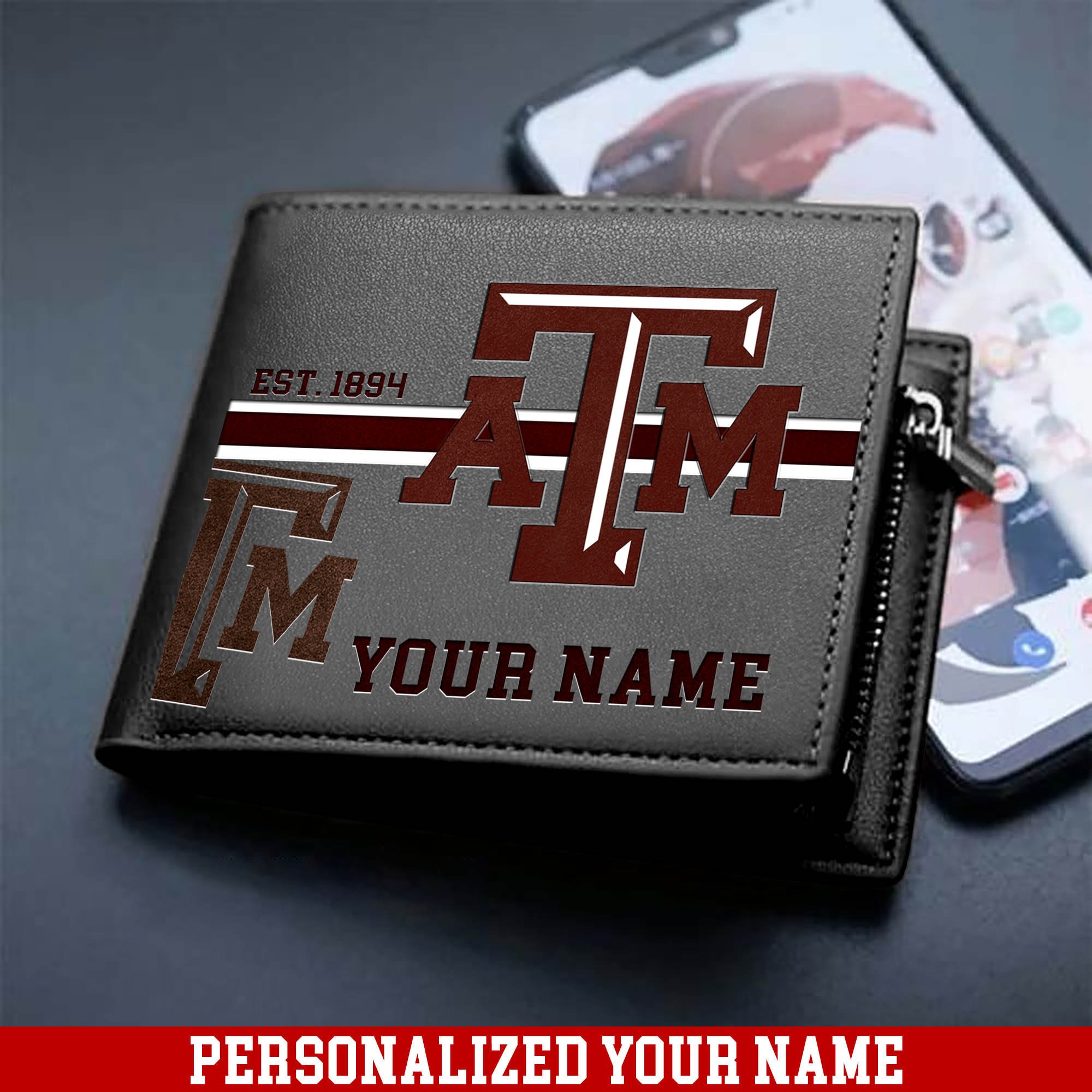 Alternative view of Texas A&M Aggies Men Wallet 2024 Version Personalized Your Name, Football Wallet For Him, Football Fan Gifts ETHY-54904