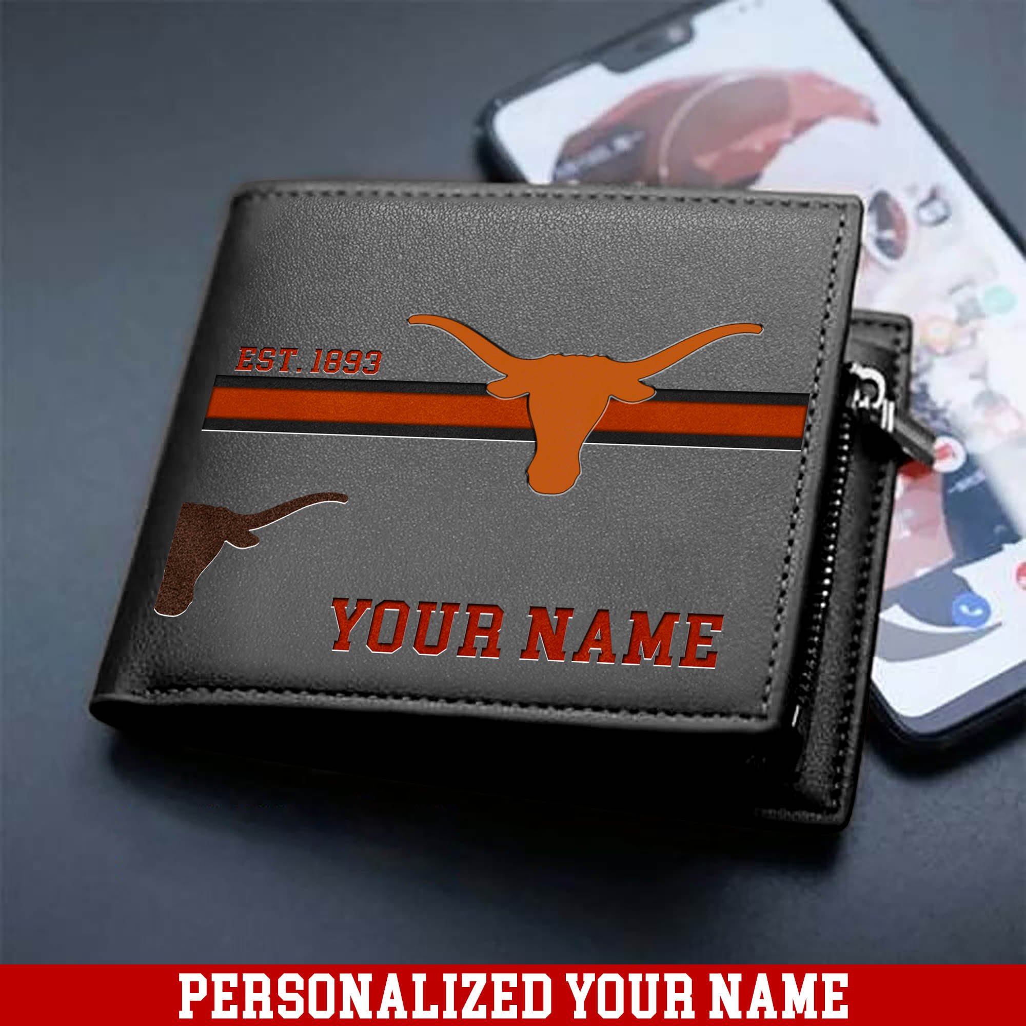 Alternative view of Texas Longhorns Men Wallet 2024 Version Personalized Your Name, Football Wallet For Him, Football Fan Gifts ETHY-54904