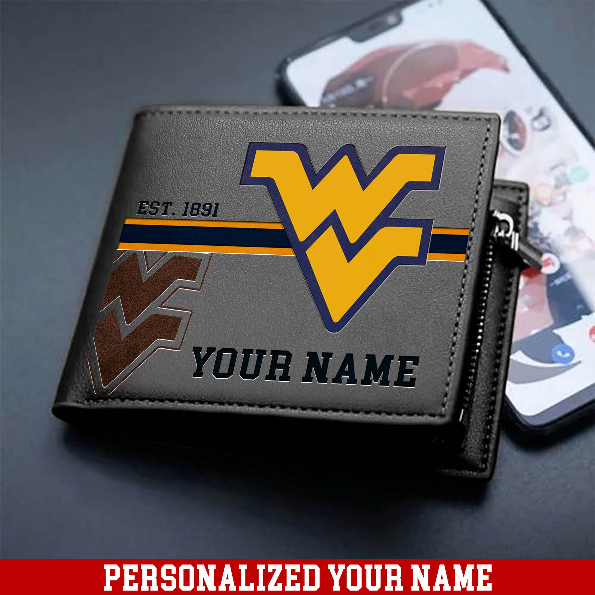 Alternative view of West Virginia Mountaineers Men Wallet 2024 Version Personalized Your Name, Football Wallet For Him, Football Fan Gifts ETHY-54904