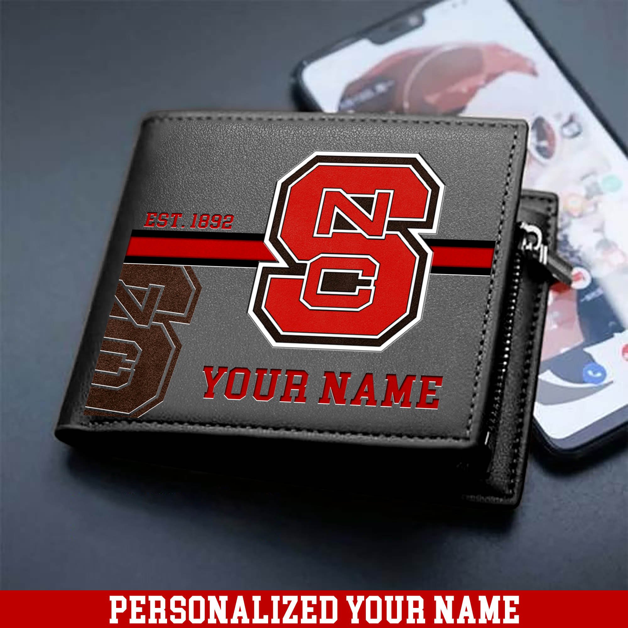 Alternative view of NC State Wolfpack Men Wallet 2024 Version Personalized Your Name, Football Wallet For Him, Football Fan Gifts ETHY-54904
