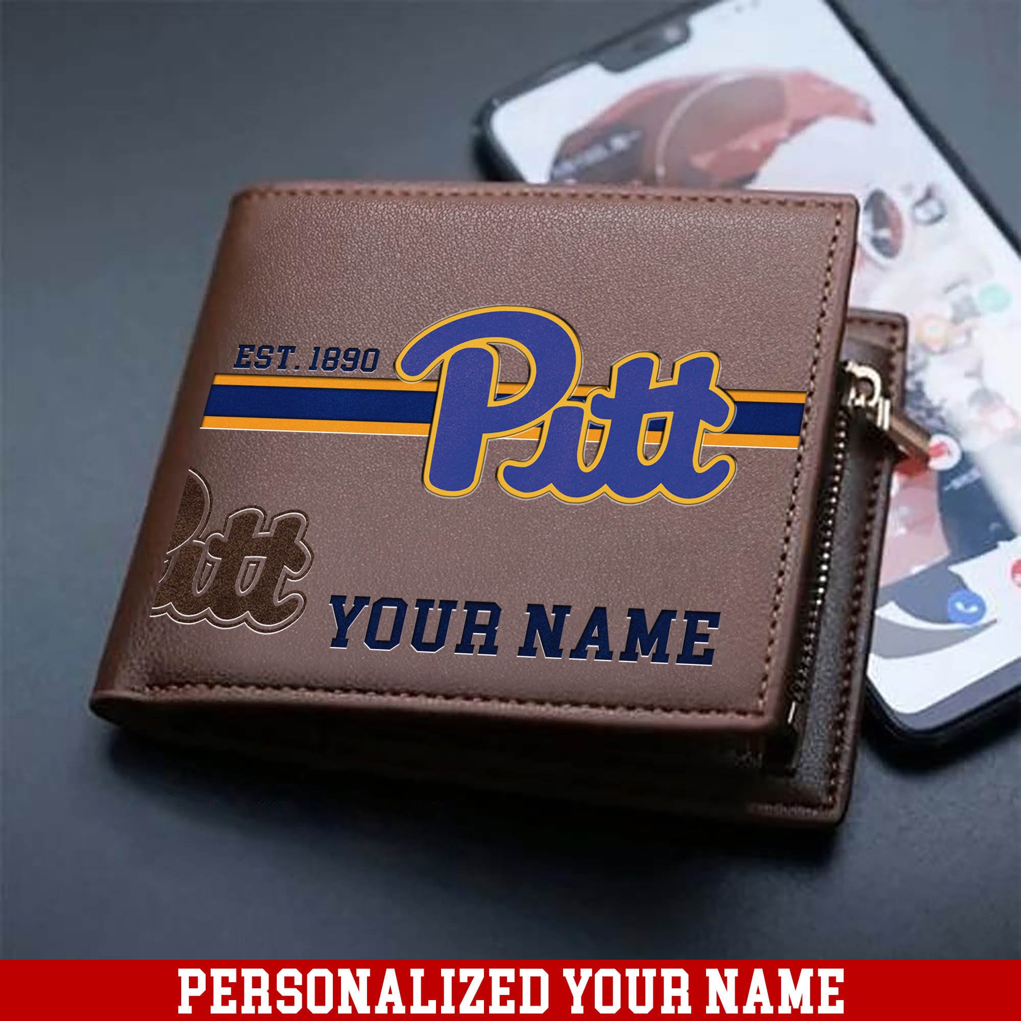 Pittsburgh Panthers Men Wallet 2024 Version Personalized Your Name, Football Wallet For Him, Football Fan Gifts ETHY-54904