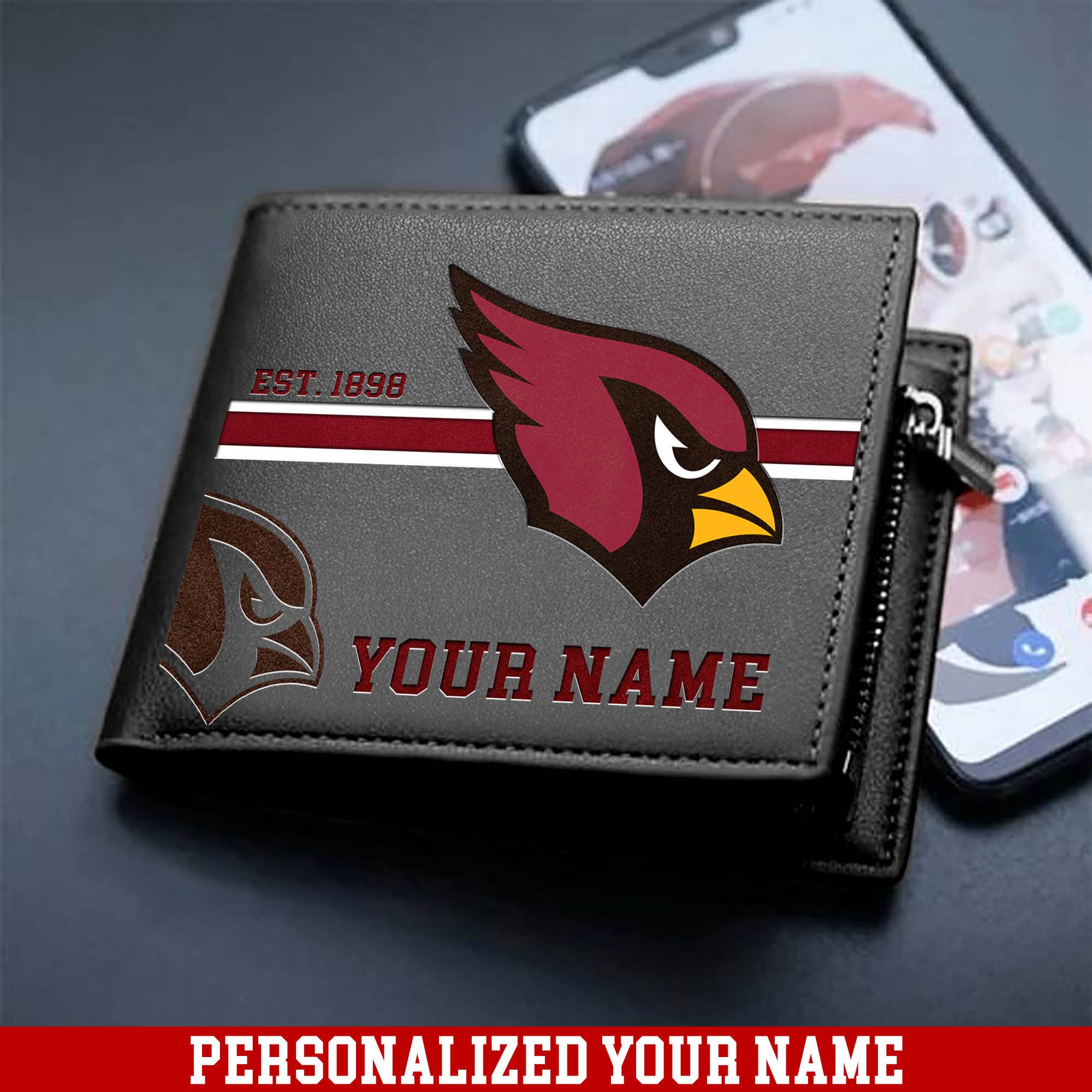 Alternative view of Arizona Cardinals Men Wallet 2024 Version Personalized Your Name, Football Wallet For Him, Football Fan Gifts ETHY-54904