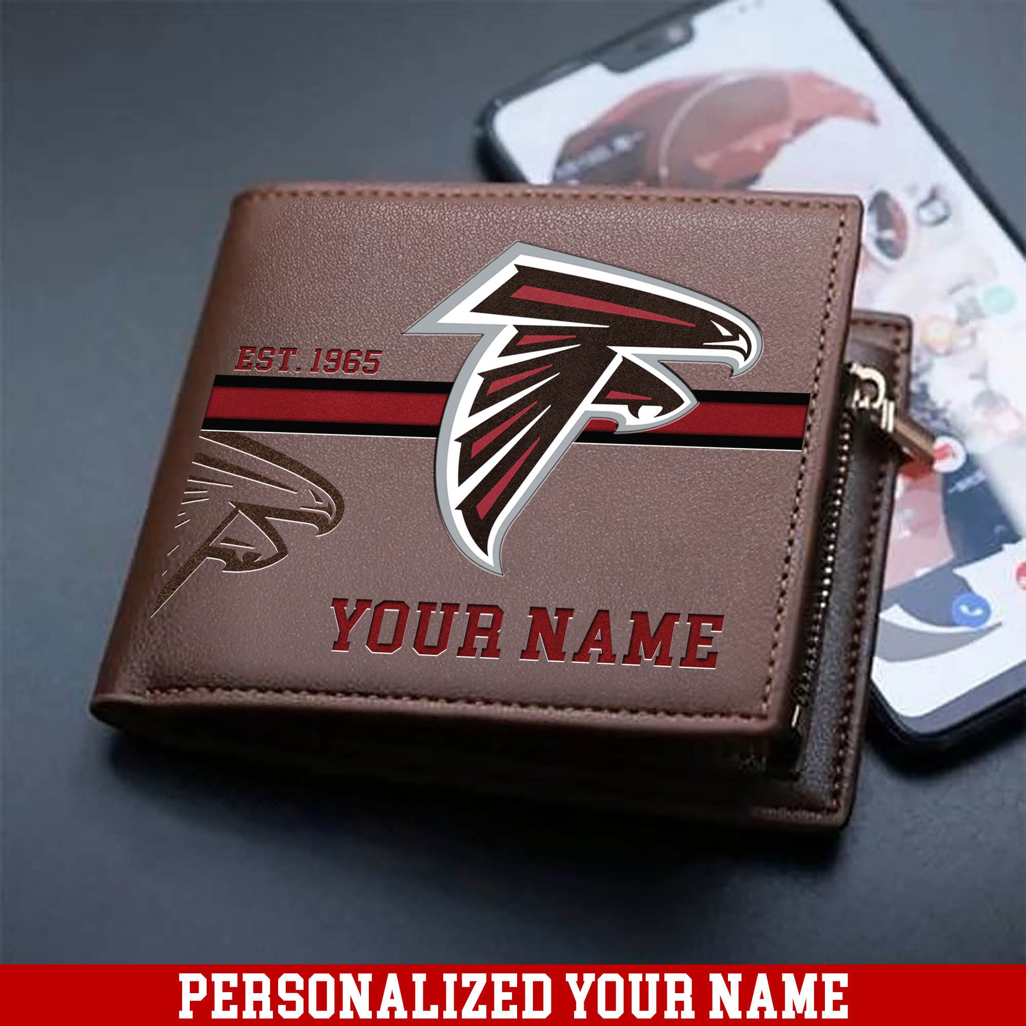 Atlanta Falcons Men Wallet 2024 Version Personalized Your Name, Football Wallet For Him, Football Fan Gifts ETHY-54904
