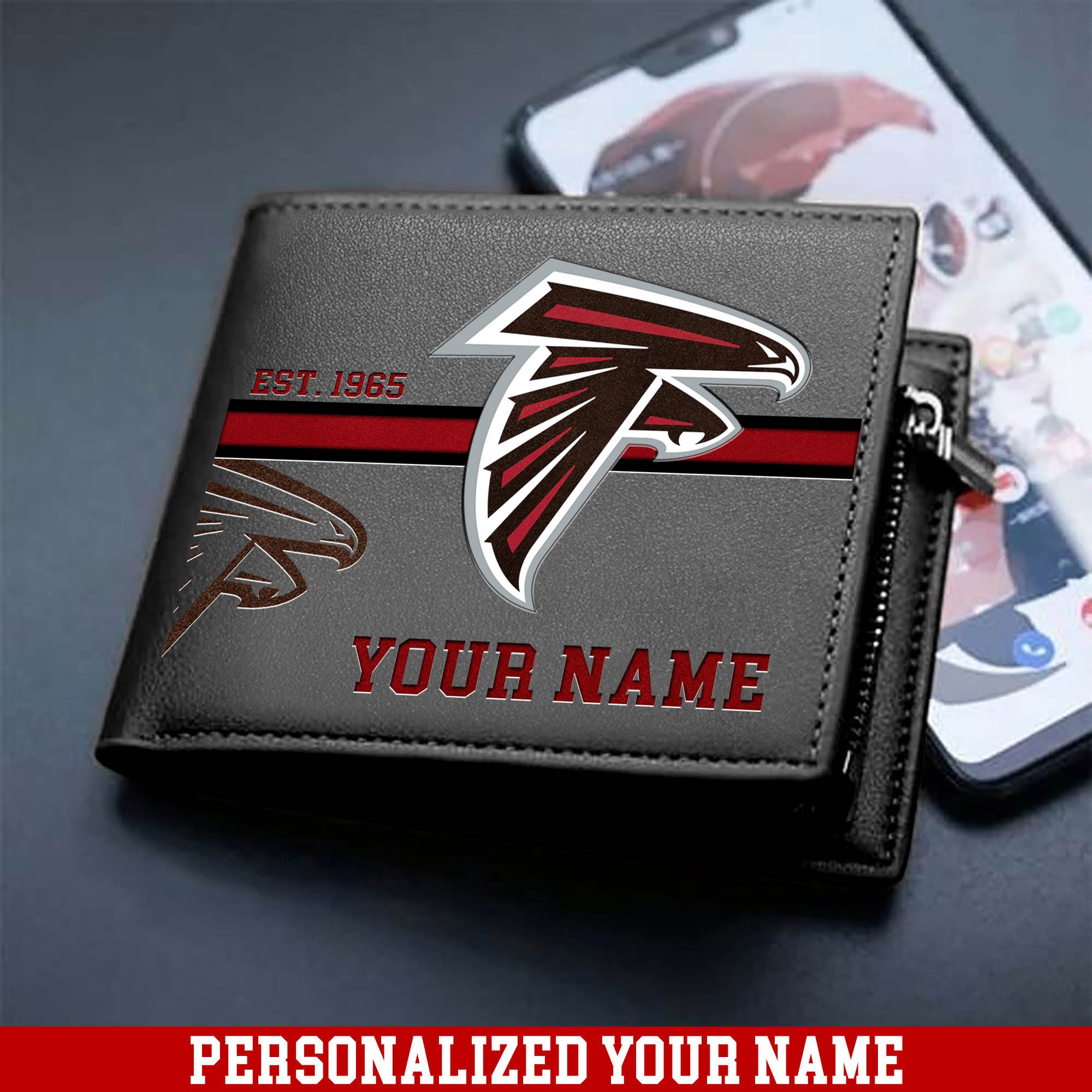 Alternative view of Atlanta Falcons Men Wallet 2024 Version Personalized Your Name, Football Wallet For Him, Football Fan Gifts ETHY-54904